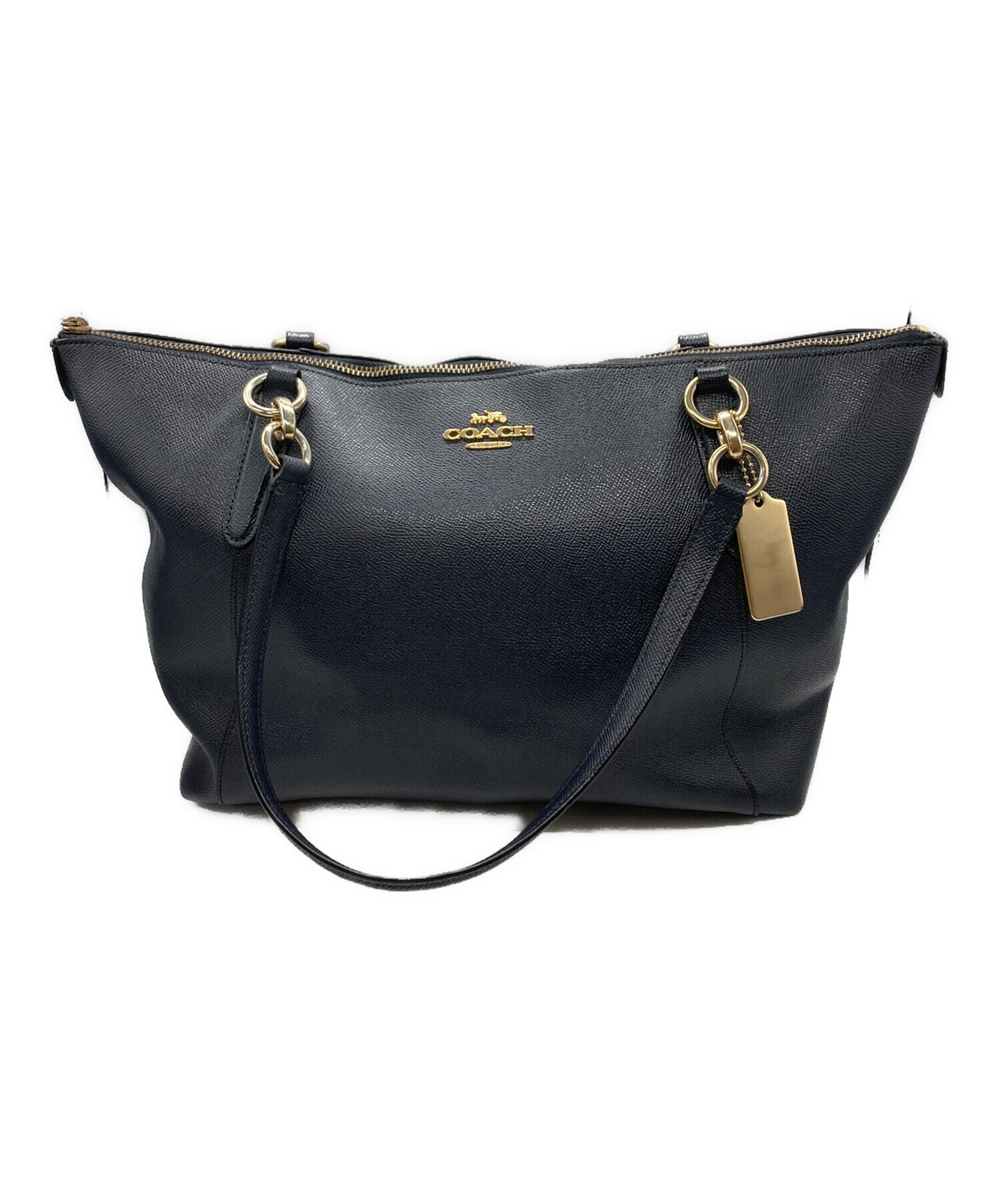 中古・古着通販】COACH (コーチ) レザートートバッグ ネイビー