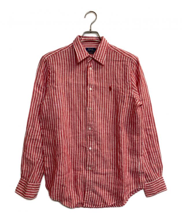ラルフローレン　赤　ストライプ　リネン　シャツ　L 中古・古着通販】POLO RALPH LAUREN (ポロ・ラルフローレン) リネン