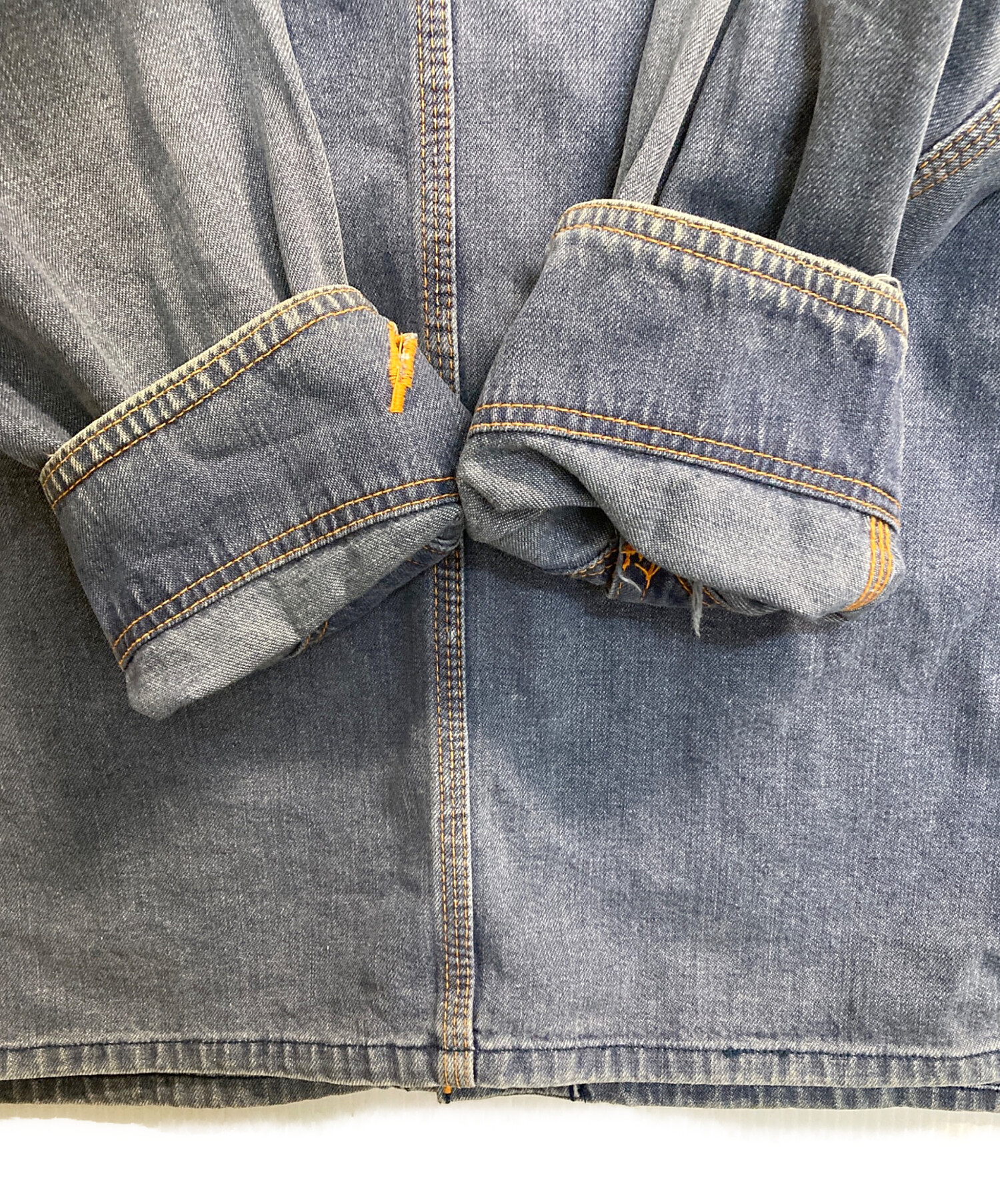 70s Wrangler カバーオール 縦落ち◎ ボロ雰囲気 銅ボタン 襤褸 中古・古着通販】Wrangler (ラングラー) オレンジステッチカバーオール