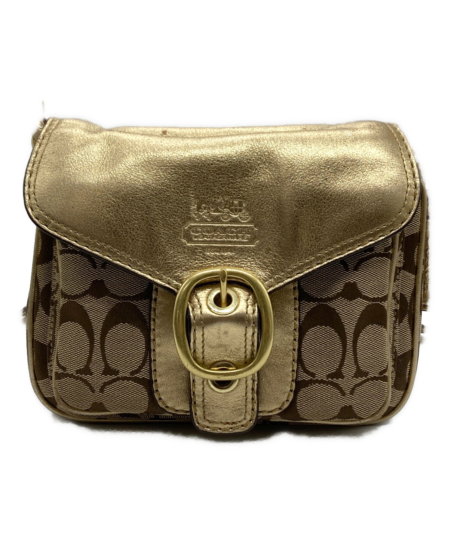 COACH ベージュ レザー ショルダーバッグ　ミニショルダー　美品 中古・古着通販】COACH (コーチ) ショルダーバッグ ベージュ｜ブランド