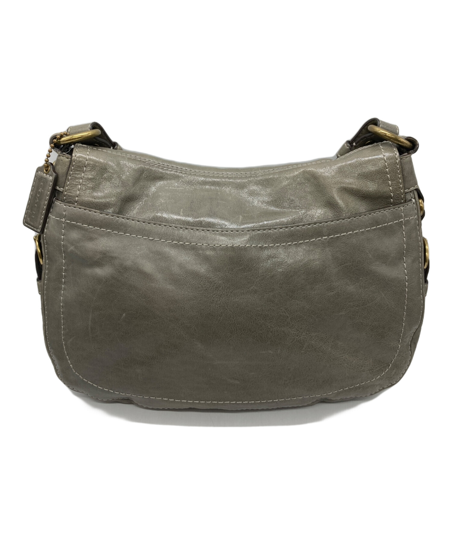 R*様 COACH ショルダーバッグ グレージュ レザー 中古・古着通販】COACH (コーチ) レザーワンショルダーバッグ グレー