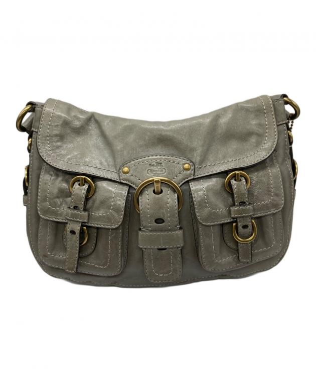 わ*る様 COACH グレー レザー ショルダーバッグ 中古・古着通販】COACH (コーチ) レザーワンショルダーバッグ グレー