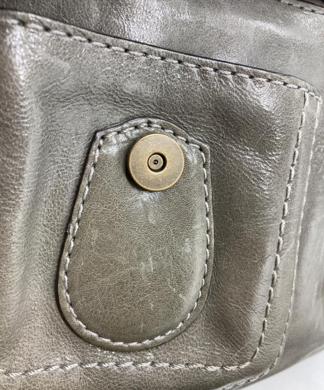 COACH レザー ショルダーバッグ グレー 中古・古着通販】COACH (コーチ) レザーワンショルダーバッグ グレー