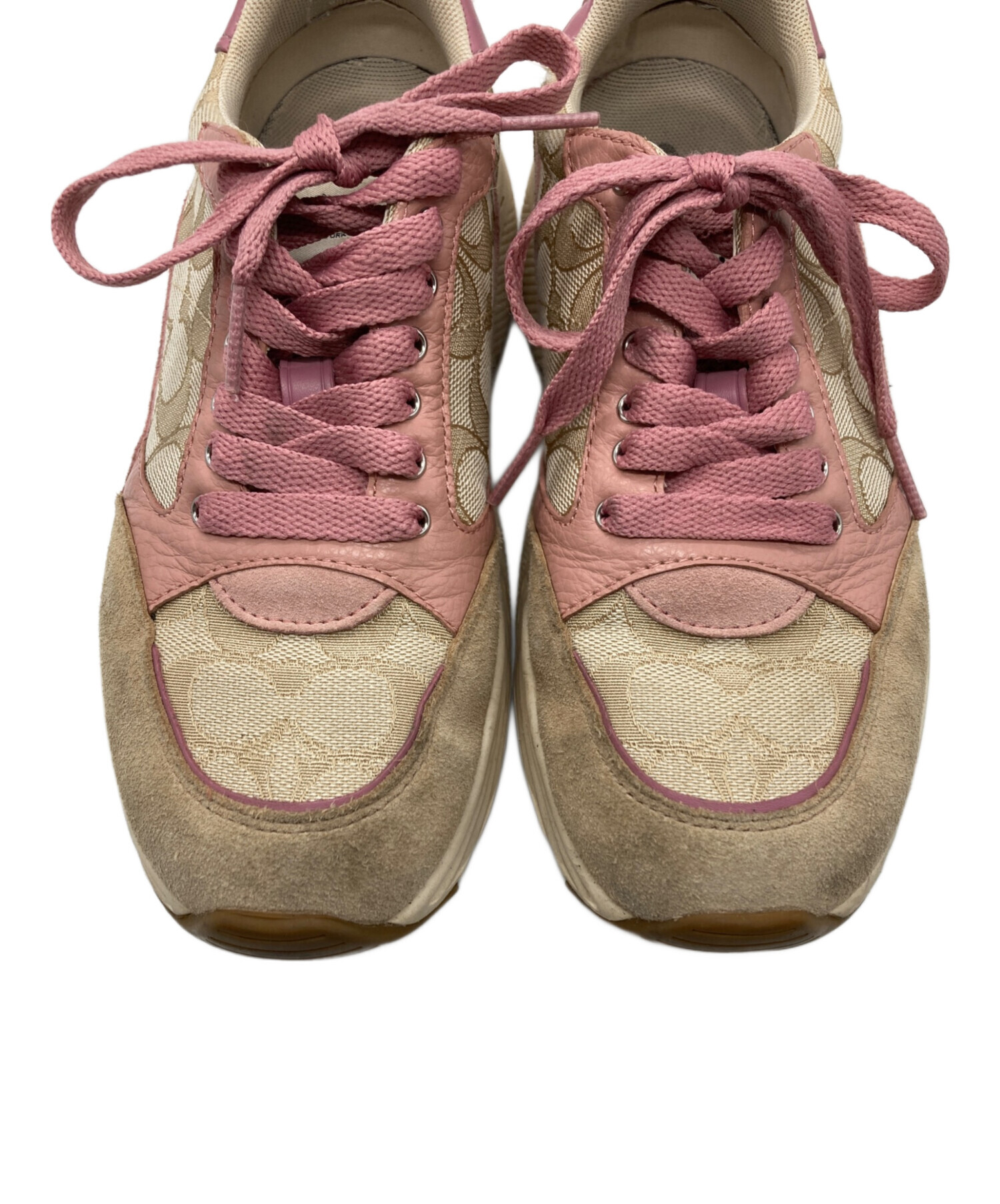 COACH シグネチャー スニーカー ピンク 中古・古着通販】COACH (コーチ) シグネチャーローカットスニーカー