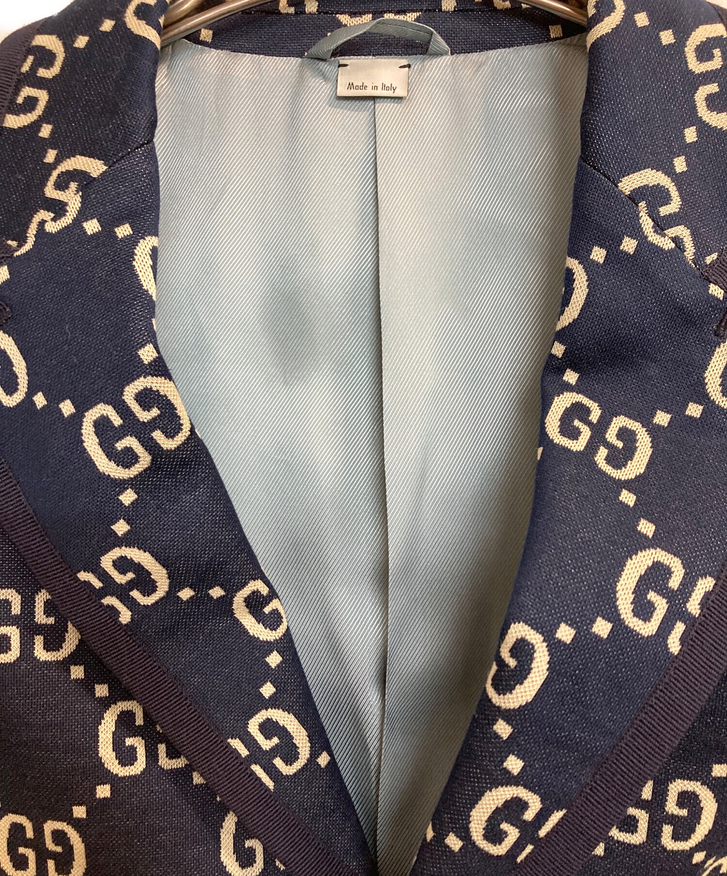 中古・古着通販】GUCCI (グッチ) GGジャカードジャケット ネイビー