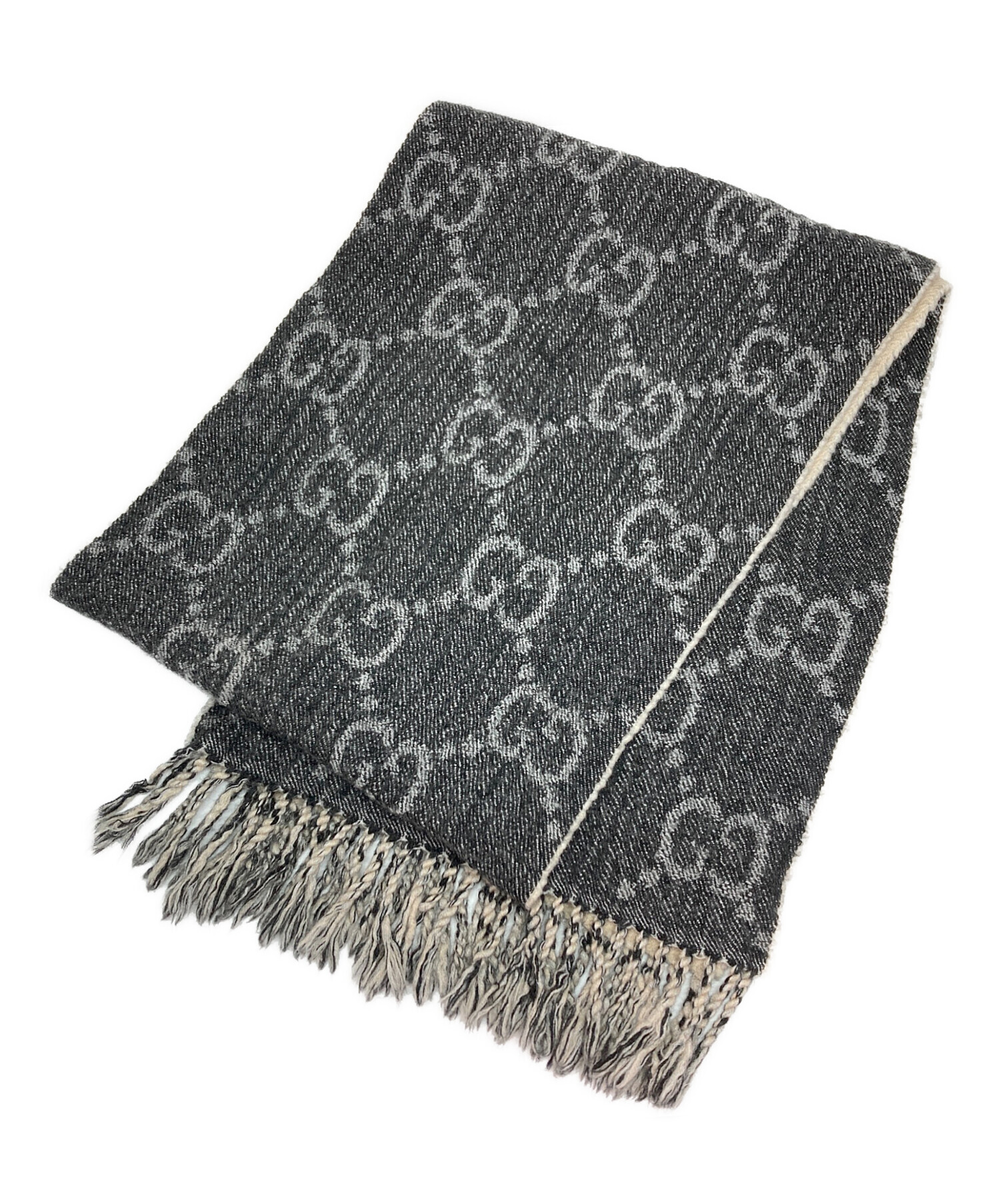 中古・古着通販】GUCCI (グッチ) GGジャカード マフラー グレー サイズ