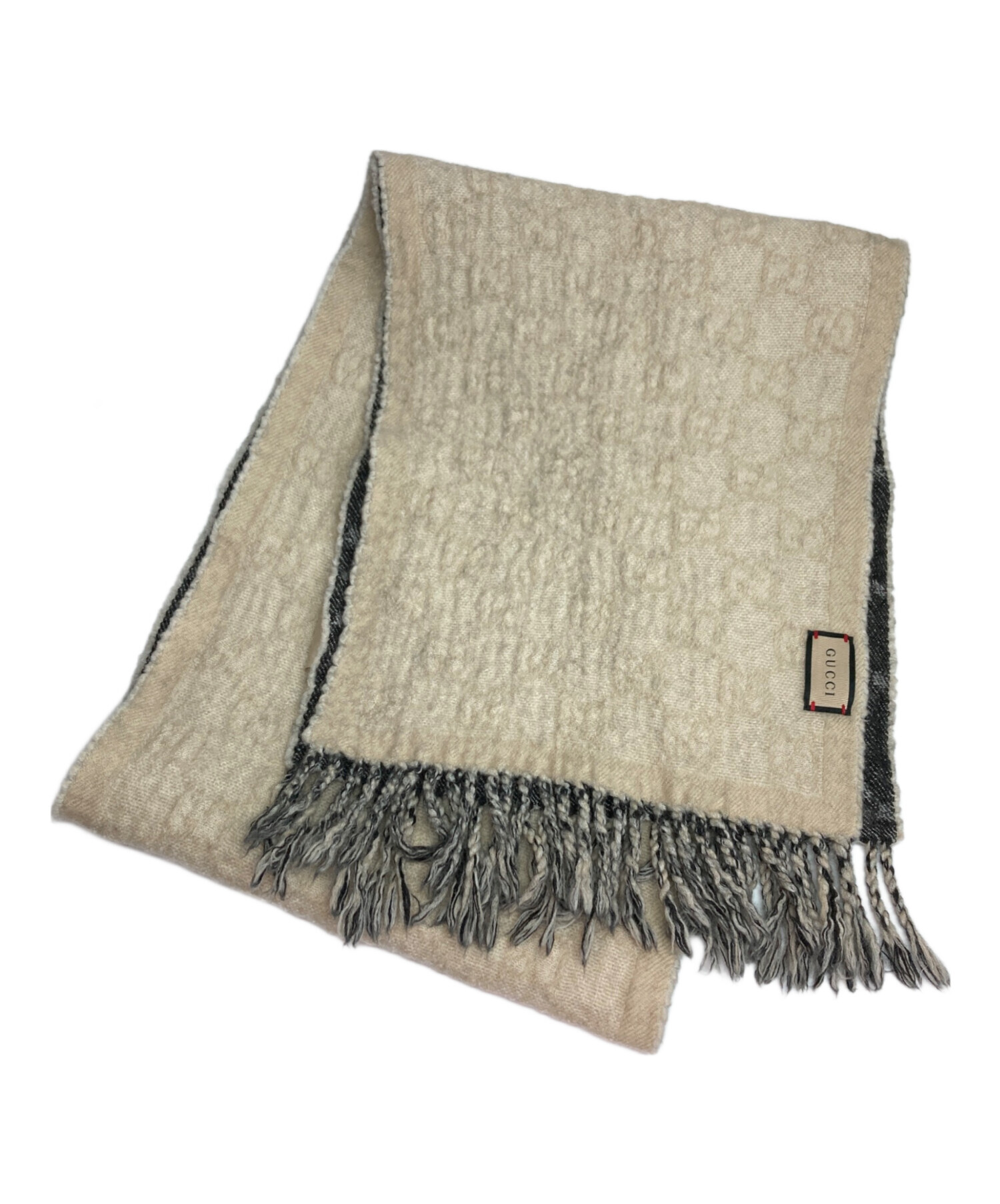中古・古着通販】GUCCI (グッチ) GGジャカード マフラー グレー サイズ
