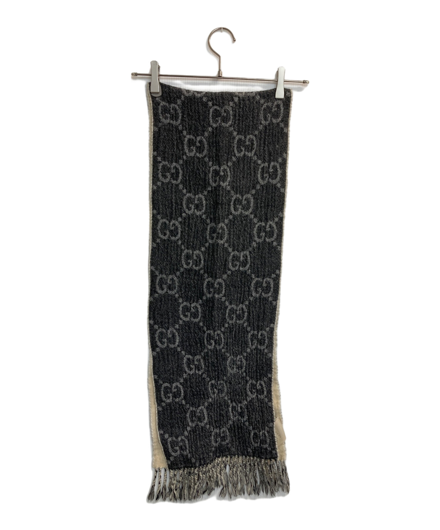 中古・古着通販】GUCCI (グッチ) GGジャカード マフラー グレー サイズ