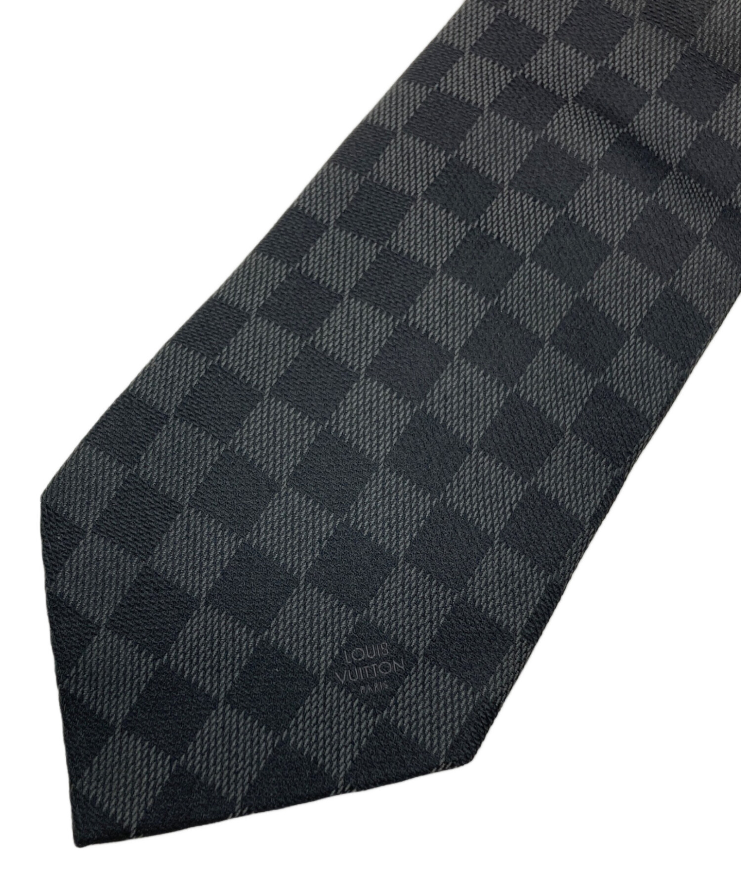 Louis Vuitton ダミエ ネクタイ ブラック 中古・古着通販】LOUIS VUITTON (ルイ ヴィトン) ダミエ・ネクタイ