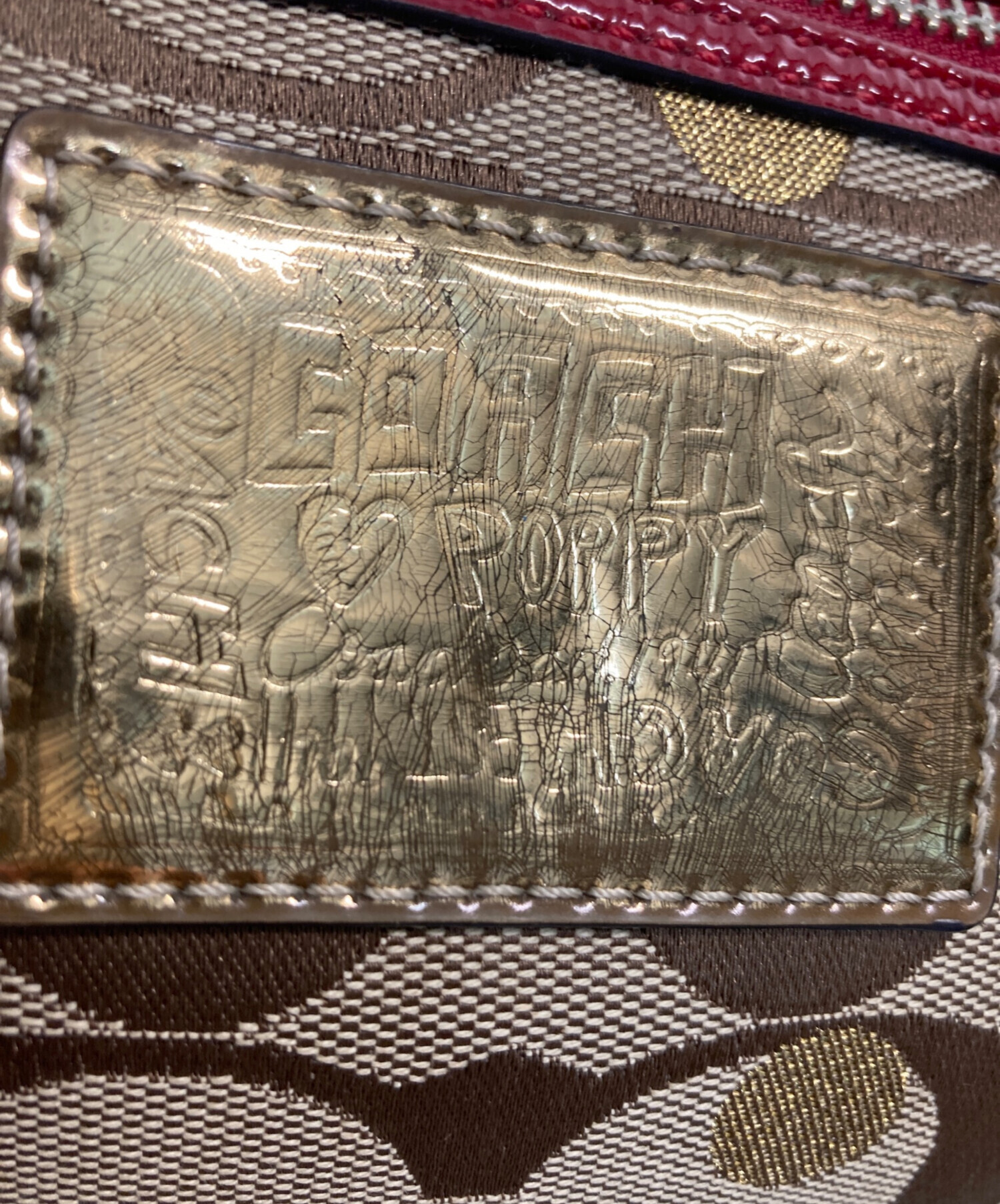 中古・古着通販】COACH (コーチ) ハートシグネチャー2wayバッグ レッド