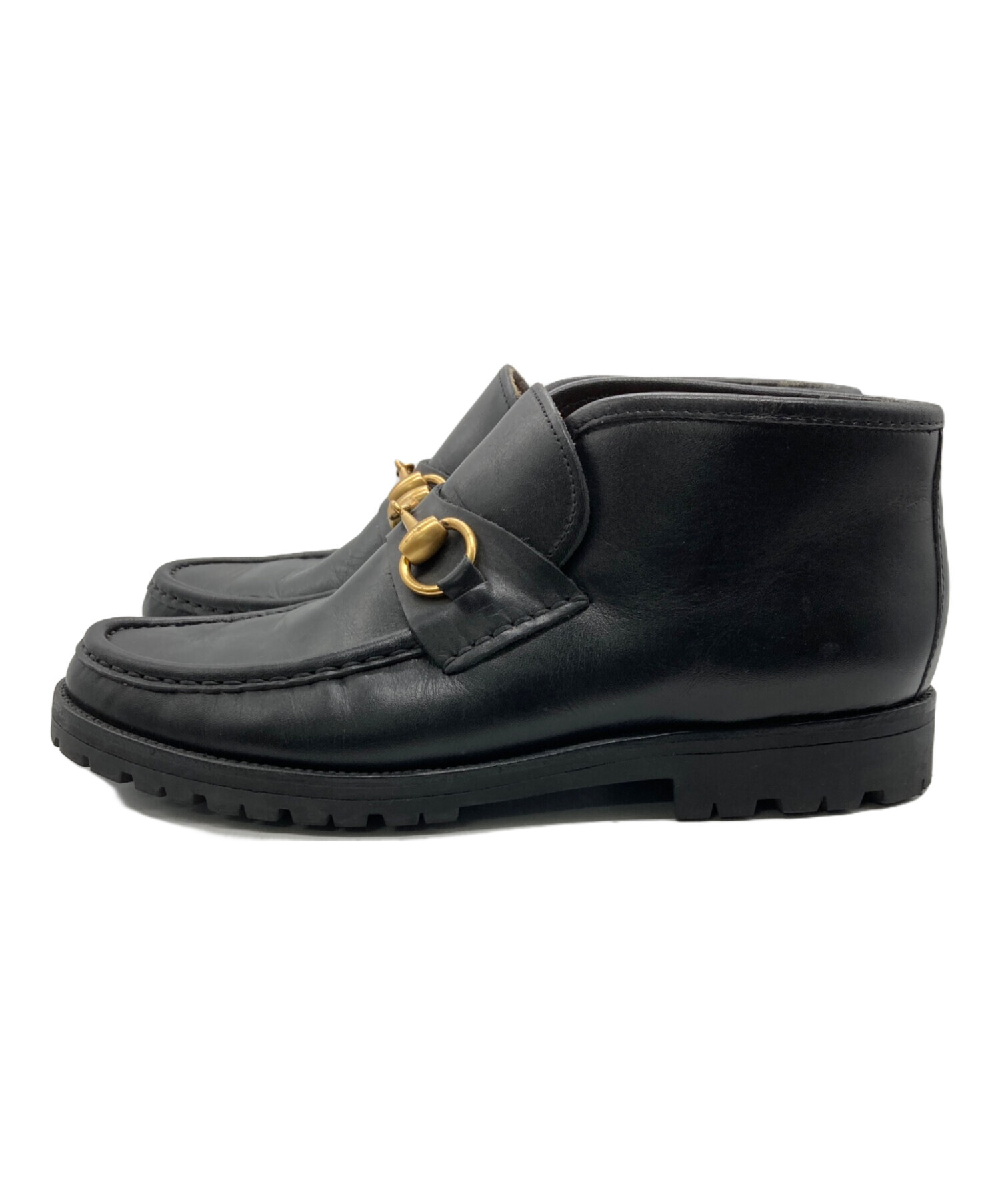 中古・古着通販】GUCCI (グッチ) ホースビットチャッカブーツ ブラック