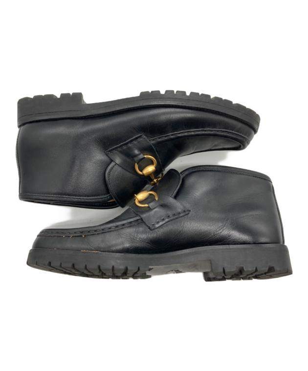中古・古着通販】GUCCI (グッチ) ホースビットチャッカブーツ ブラック
