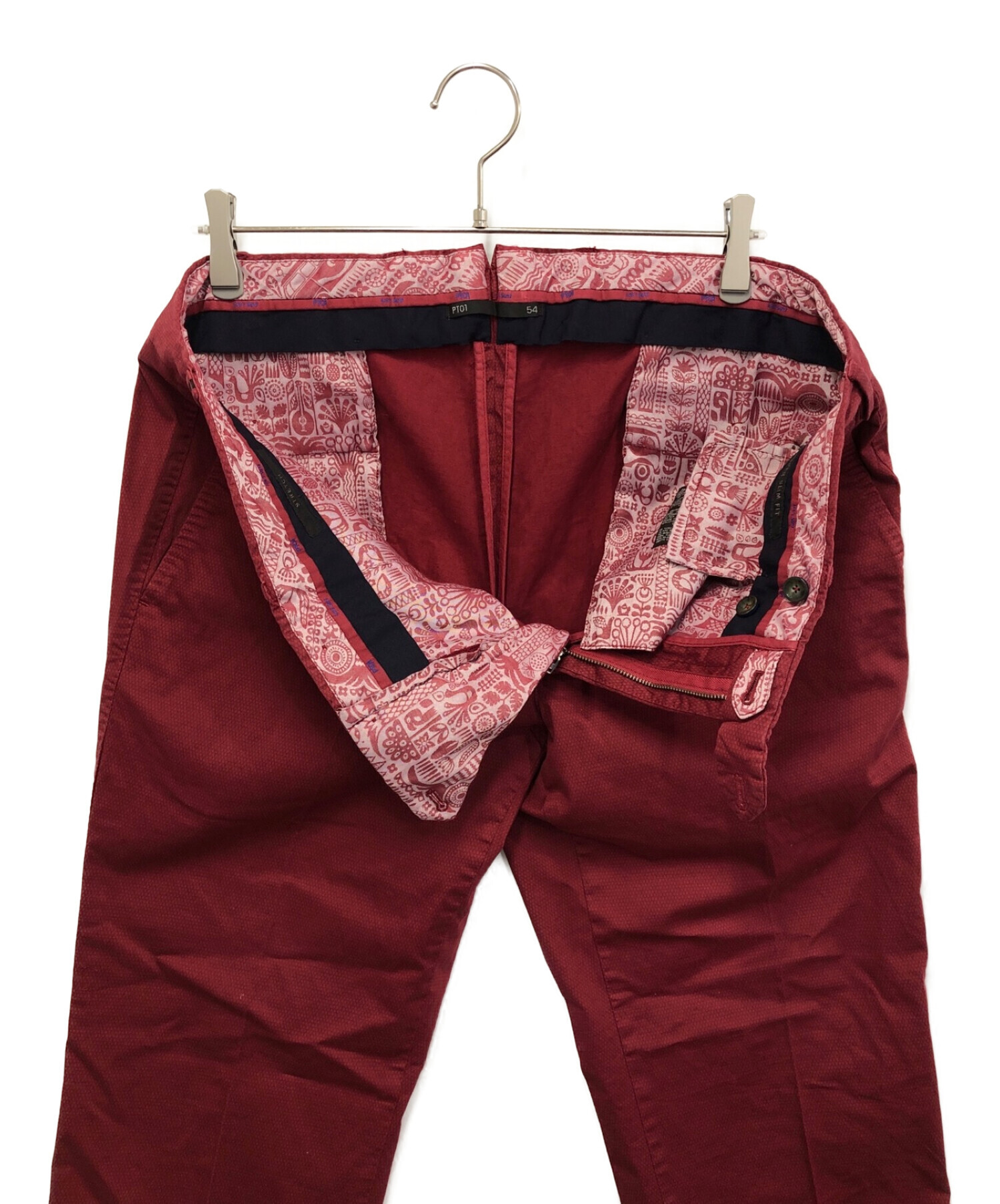 PT01 ピーティーゼロウーノ ベルベット レッドパンツ 48 PT01