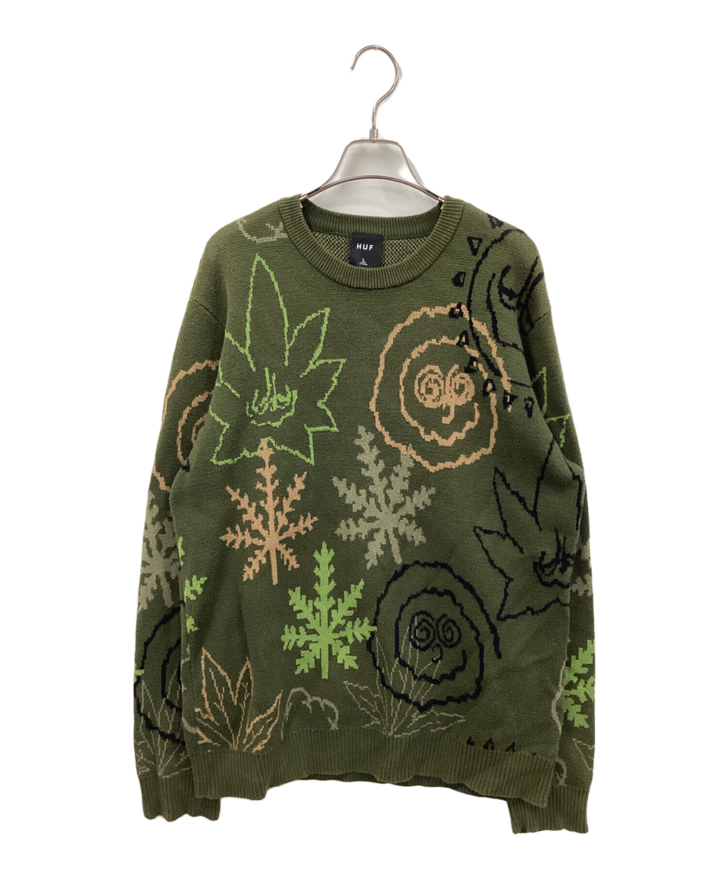 中古・古着通販】HUF (ハフ) GREEN BUDDY UGLY SWEATER グリーン