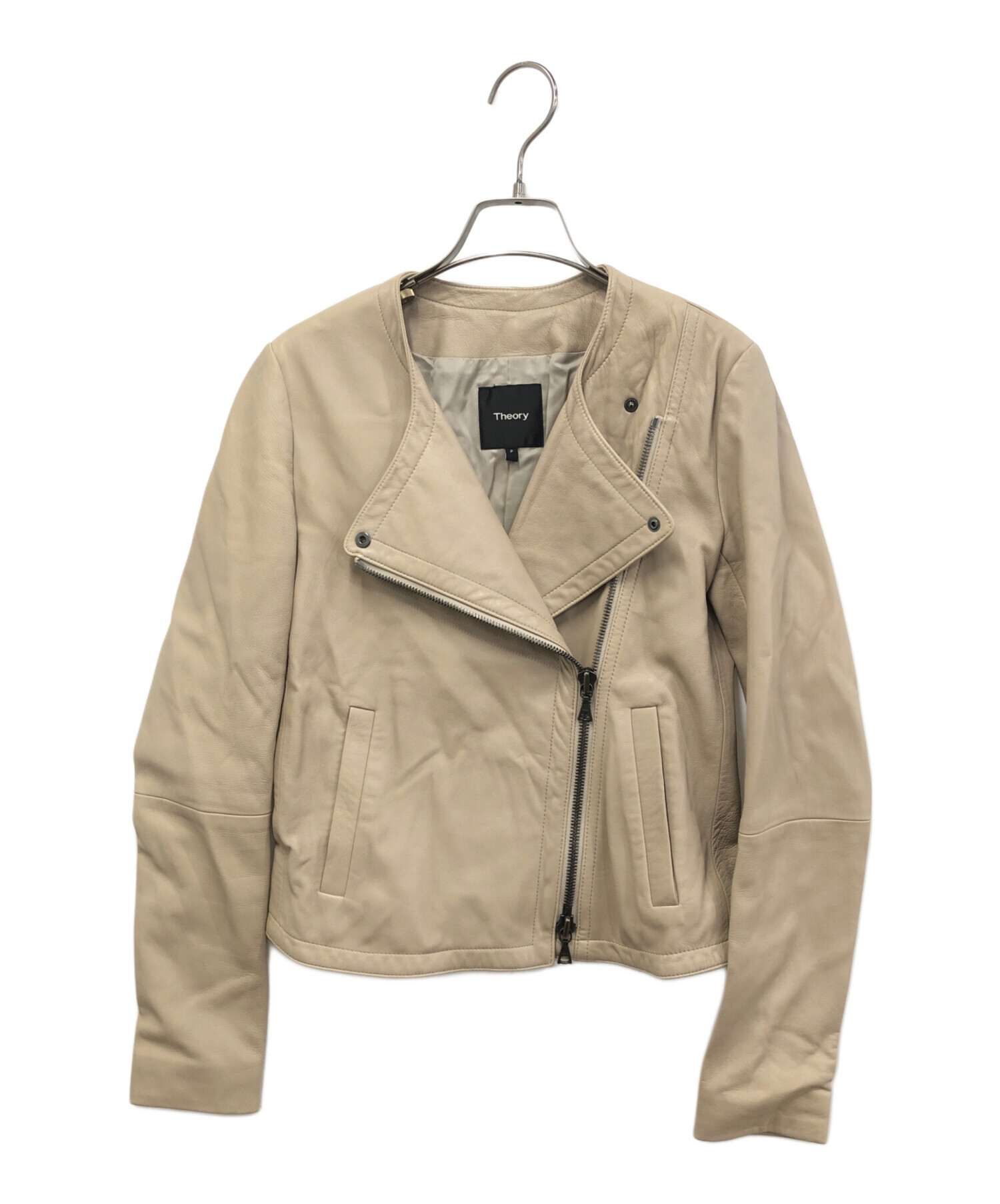 【激安✨️】theory 本革 ジャケット ベージュ 定価98000円 セオリー 中古・古着通販】theory (セオリー) レザージャケット ベージュ サイズ