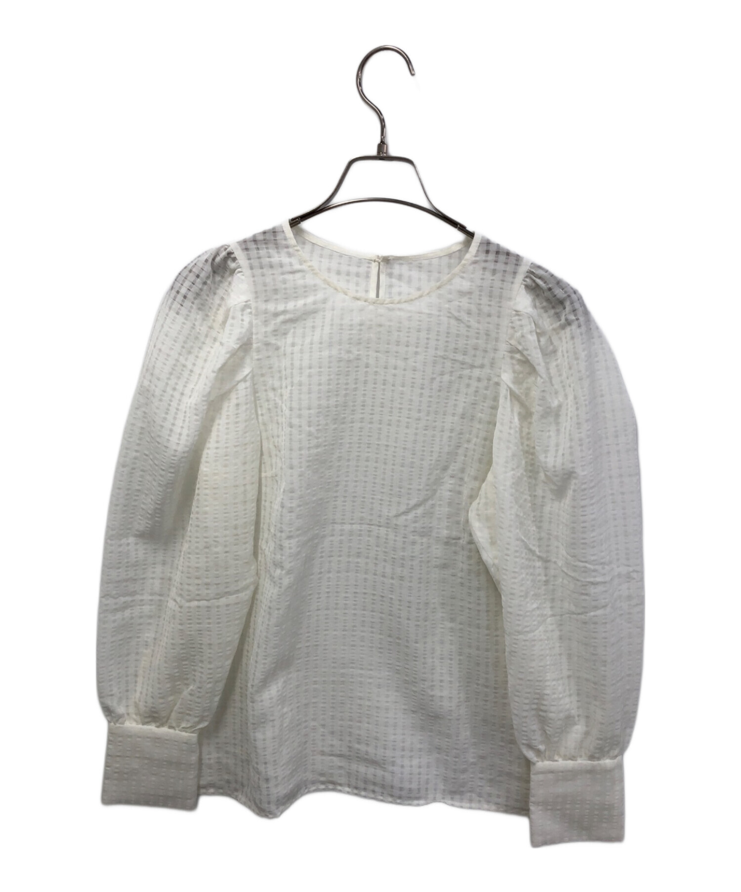 ANAYI シアーチェック パフスリーブ ブラウス