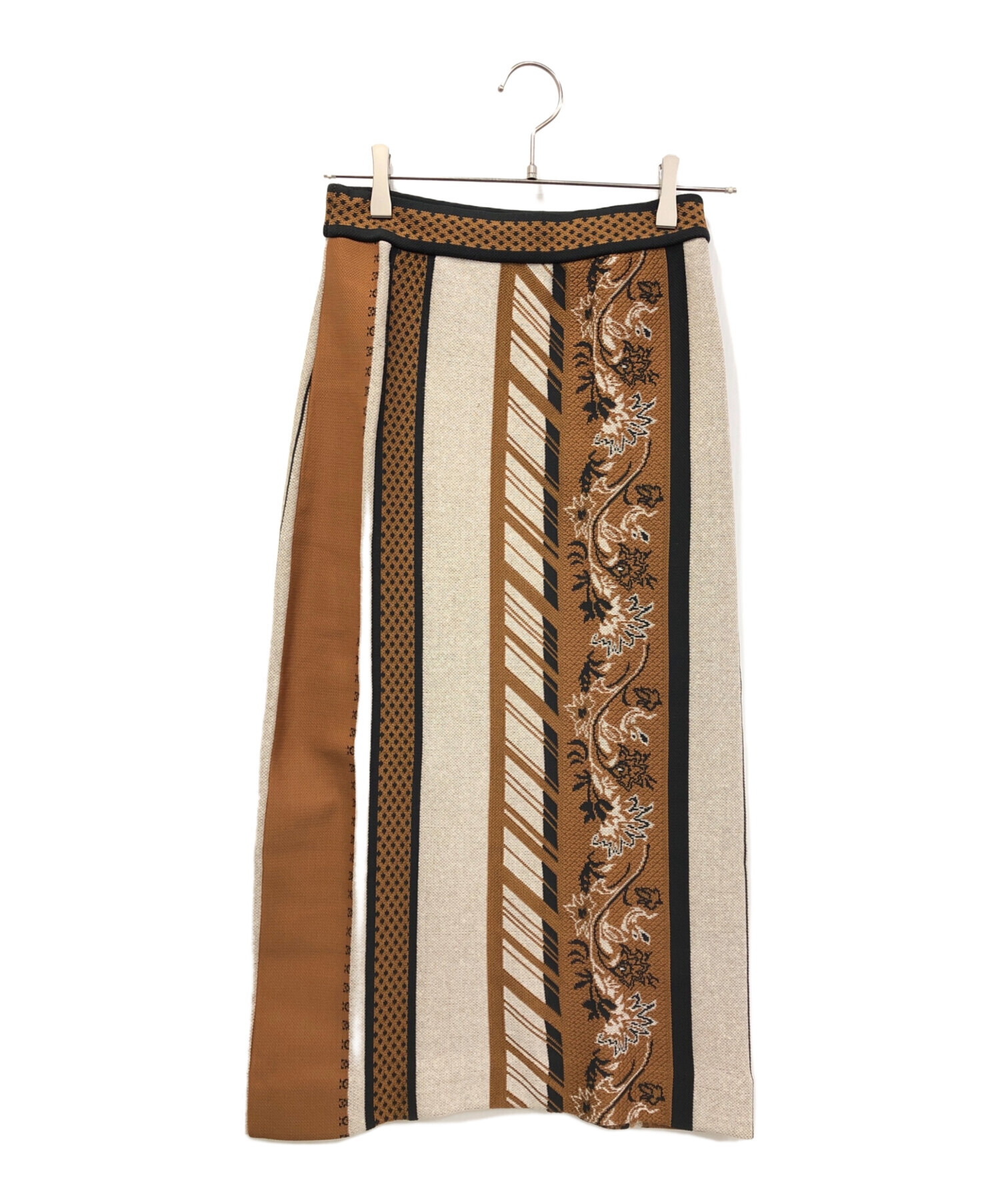 mamekurogouchi ニットスカート ベージュ/ホワイト/グリーン mamekurogouchi ニットスカート mamekurogouchi ニットスカート