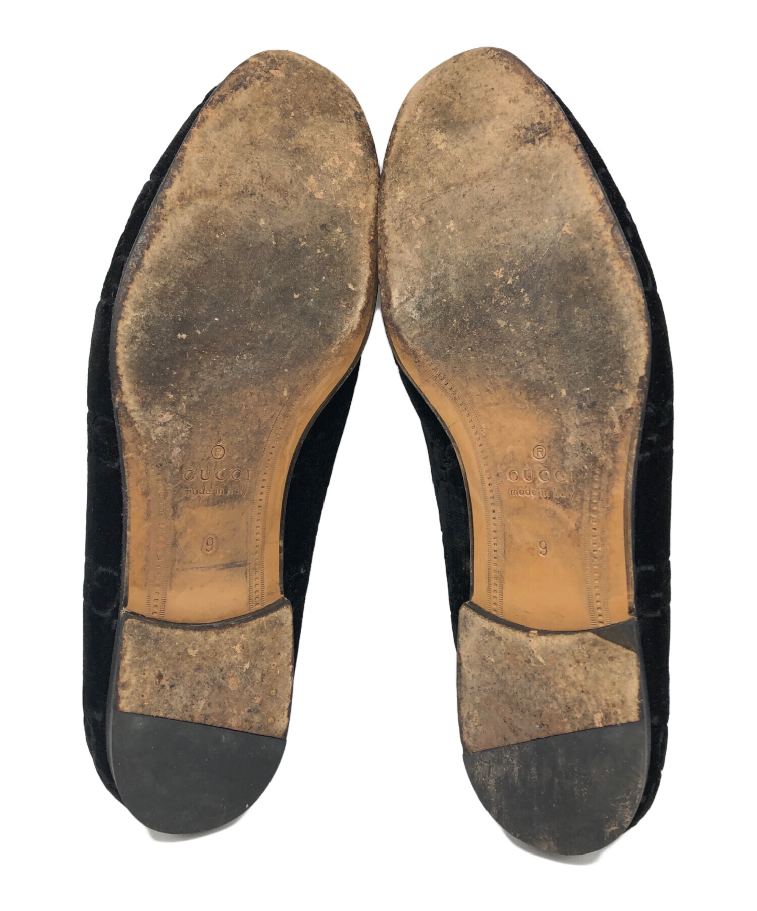 中古・古着通販】GUCCI (グッチ) GGベルベットローファー ブラック