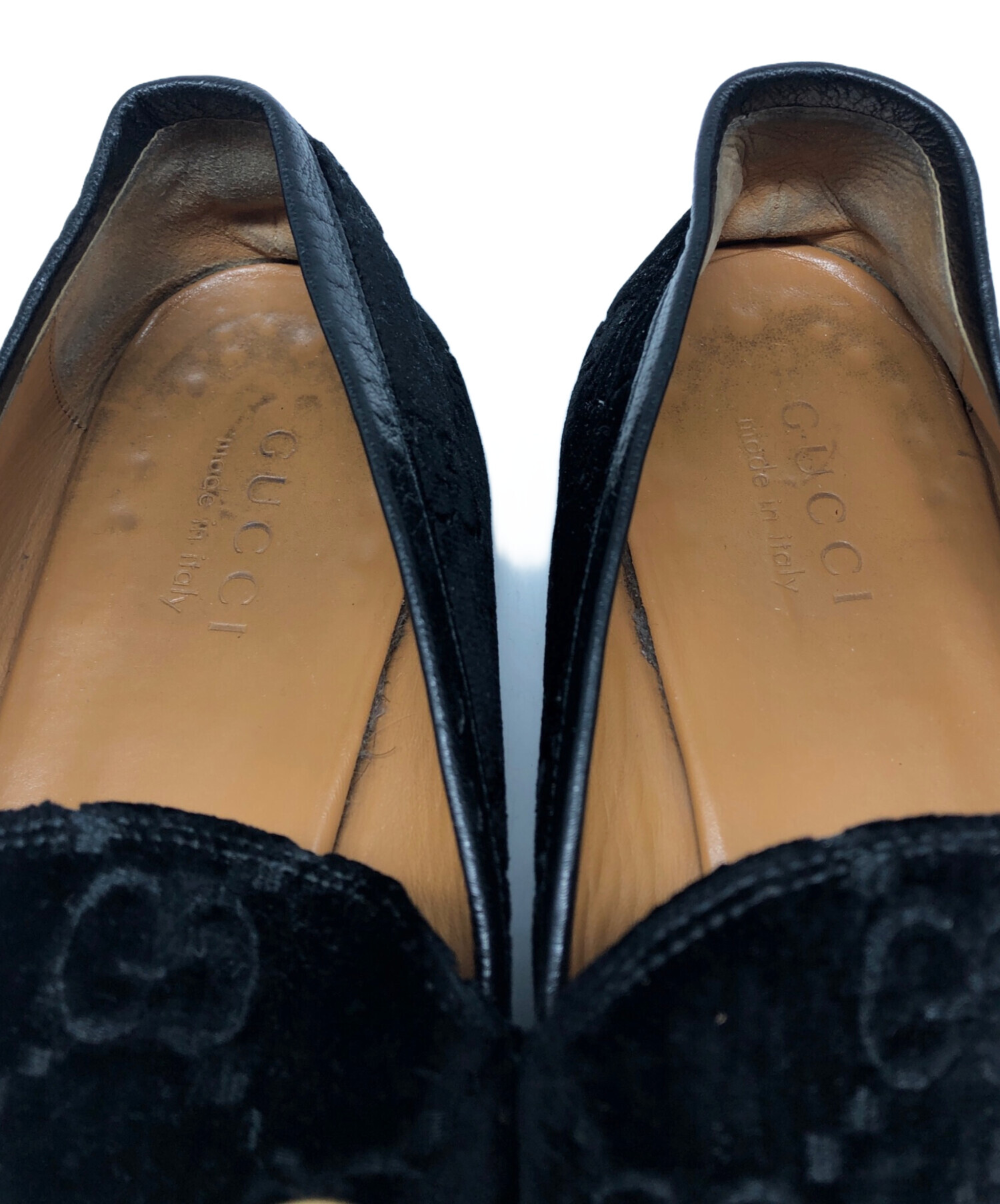 中古・古着通販】GUCCI (グッチ) GGベルベットローファー ブラック