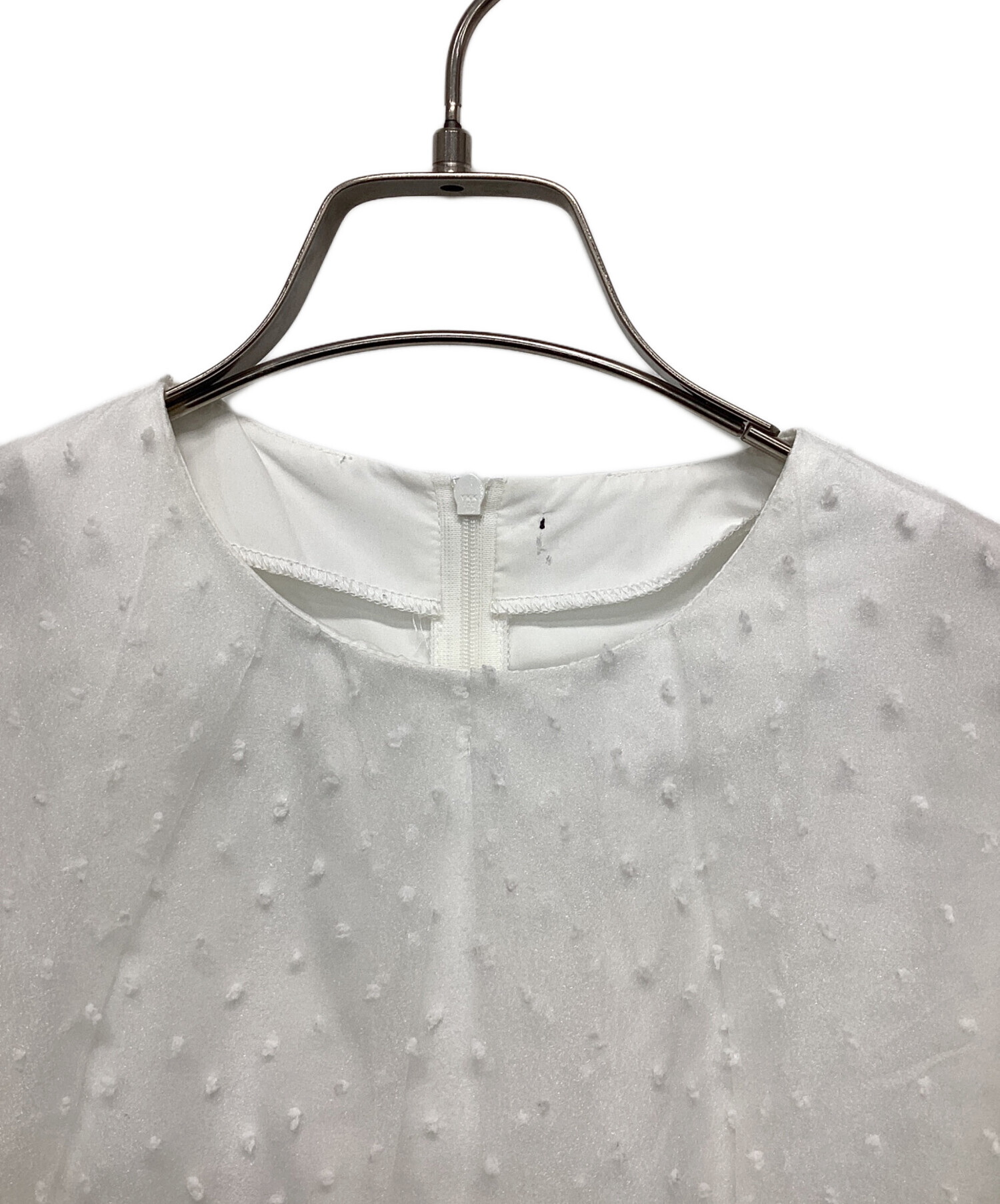 ツルバイマリコオイカワ　フレアブラウス　ドットオーガンジー　チュール　ブラック ツルバイマリコオイカワ フレアブラウス ドットオーガンジー チュール