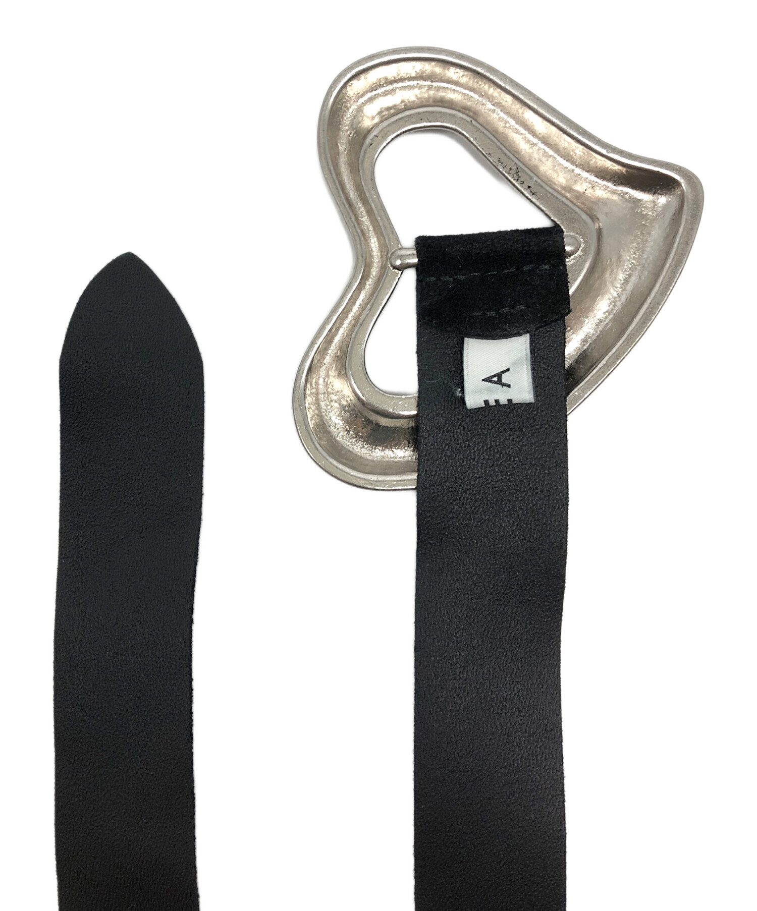 中古・古着通販】SEA (シー) BIG HEART SUEDE BELT ブラック 未使用品