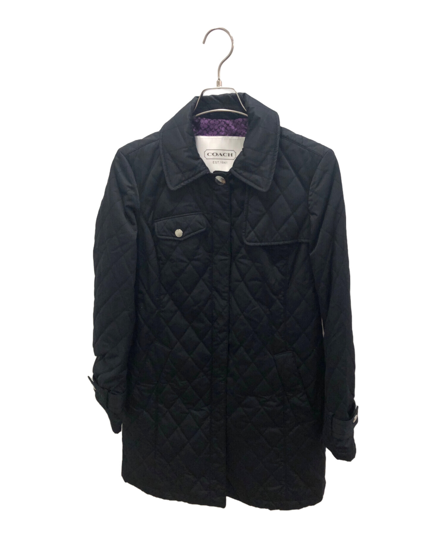中古・古着通販】COACH (コーチ) キルティングコート ブラック 中古・古着通販】COACH (コーチ) キルティングコート ブラック