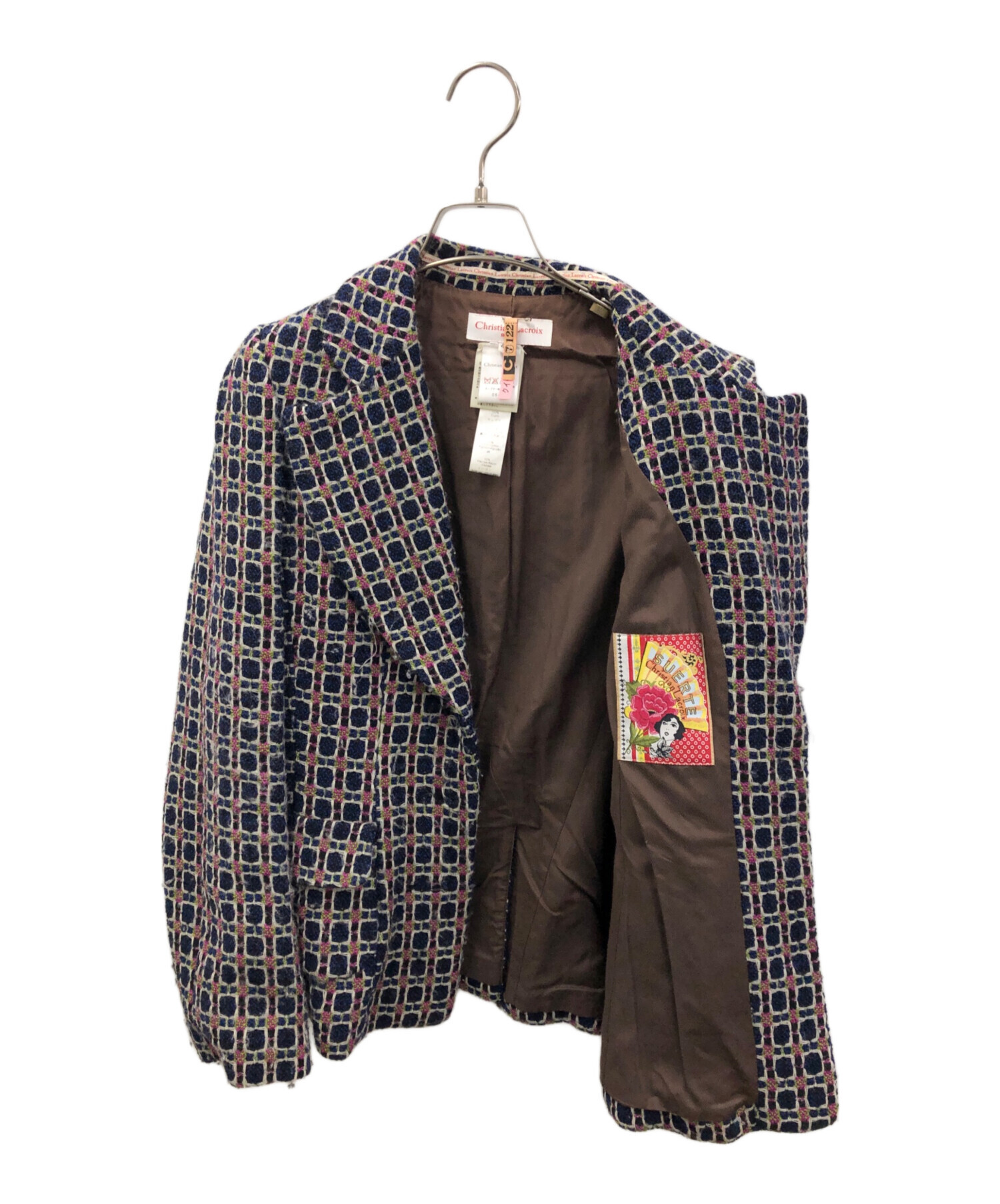 クリスチャンラクロワ ツイード テーラードジャケット 40 ピンクベージュ 中古・古着通販】Christian Lacroix (クリスチャン ラクロワ) ツイード