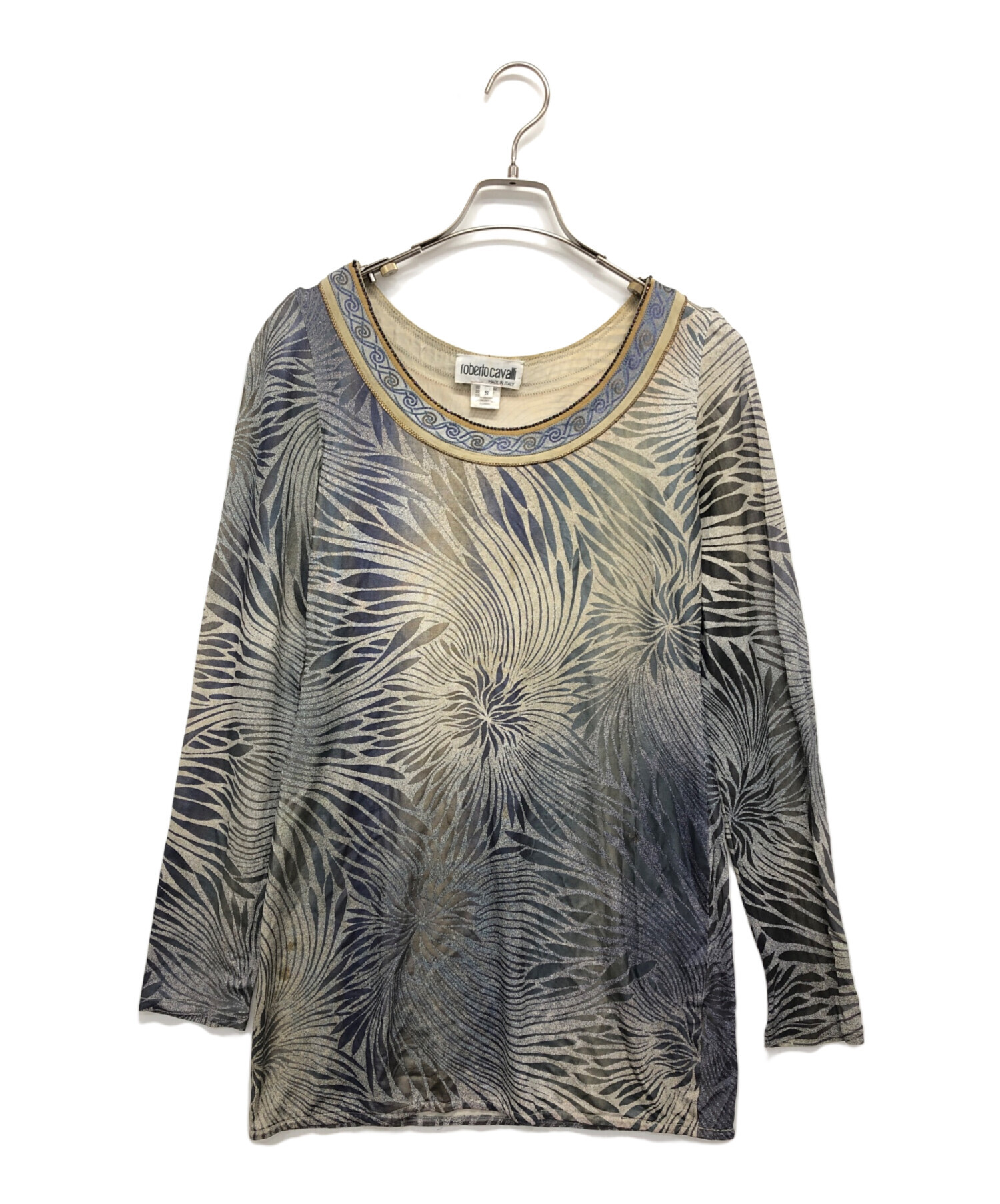 CLASS roberto cavalli シルク100% ロベルトカヴァリ 総柄 ブラウス 