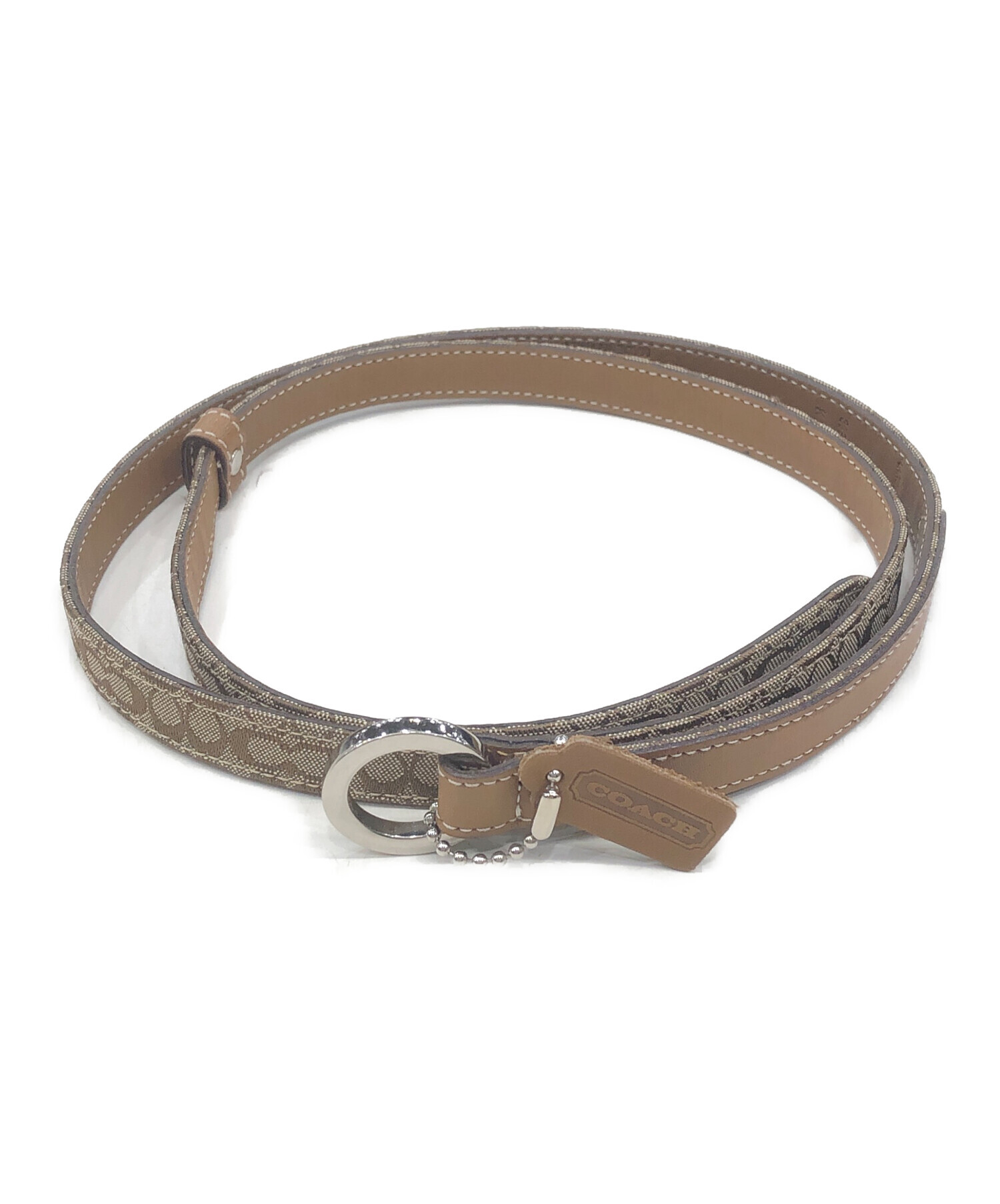 【美品】COACH コーチ シグネチャー ロゴ入り ベルト ベージュ 中古・古着通販】COACH (コーチ) シグネチャーベルト ベージュ