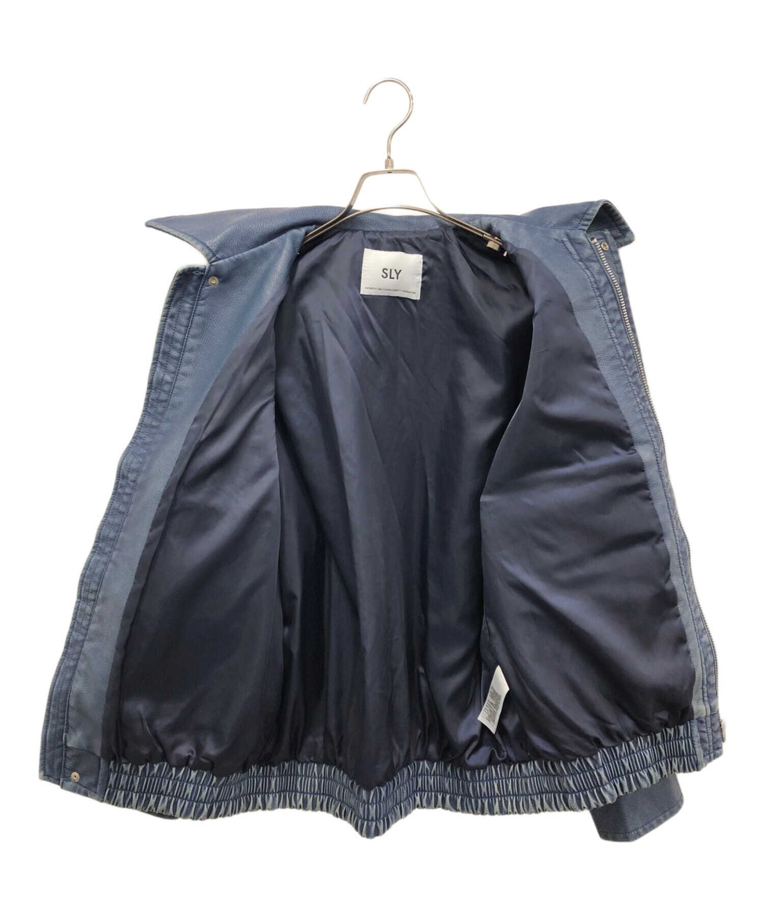 SLY スライ　合皮ジャケット　ジャンパー　ブルー　Sサイズ 未使用品 中古・古着通販】SLY (スライ) AGING F LEATHER FLIGHT ジャケット