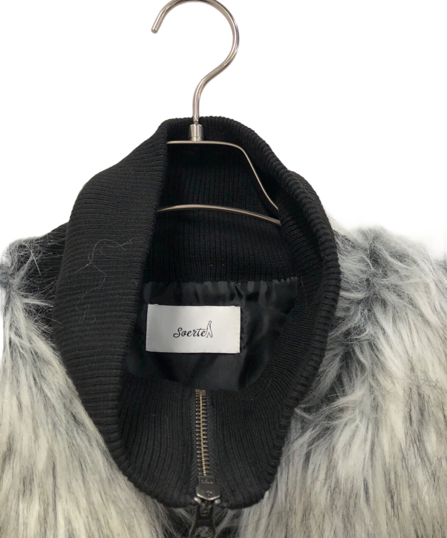 中古・古着通販】soerte (ソエルテ) ニットドッキングファーベスト