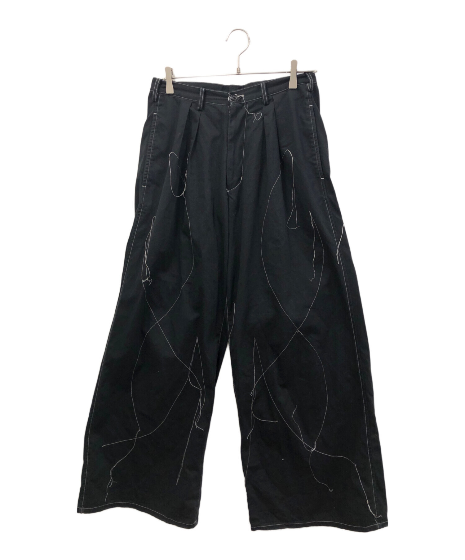 中古・古着通販】sulvam (サルバム) STITCH WIDE PANTS ブラック