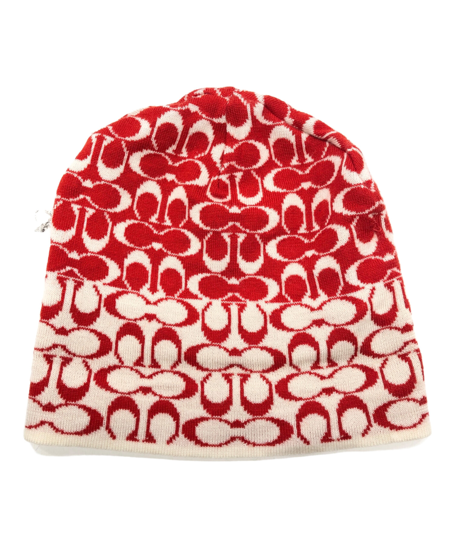 中古・古着通販】COACH (コーチ) シグネチャー柄ニット帽 レッド