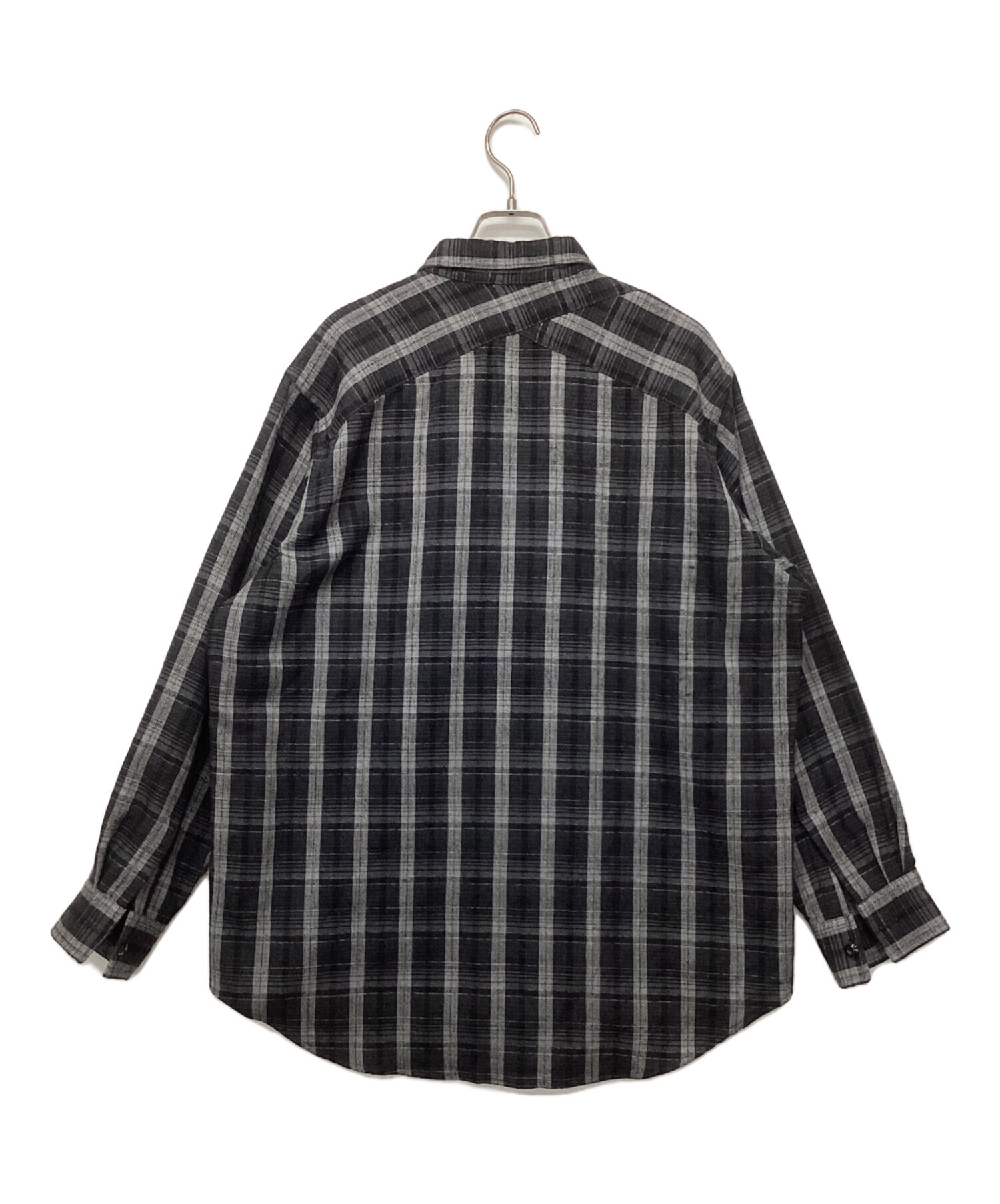 ULTERIOR Wool Shadow Check P/O Shirt Super Light Wool Check Shirt