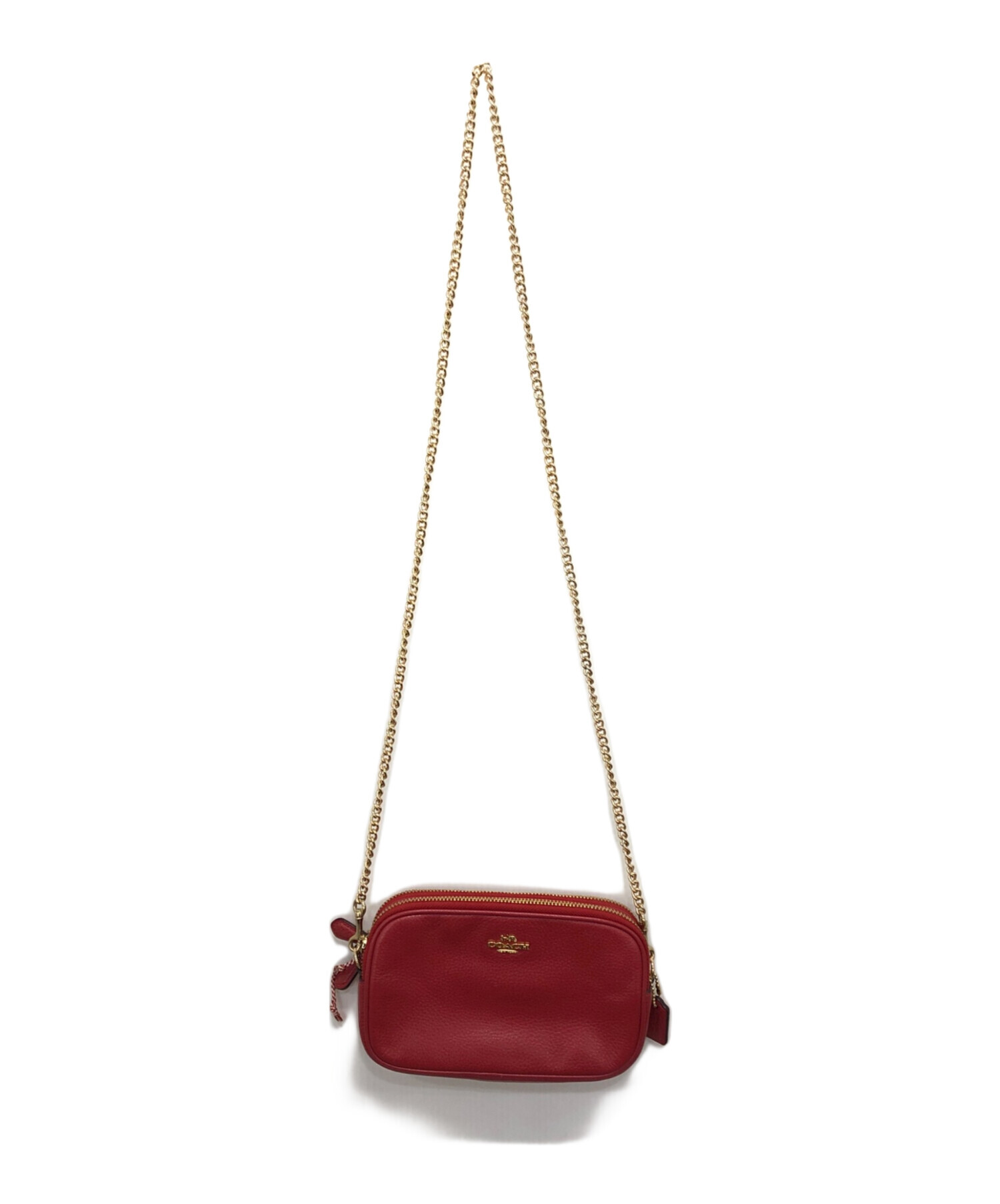中古・古着通販】COACH (コーチ) チェーンショルダーバッグ レッド