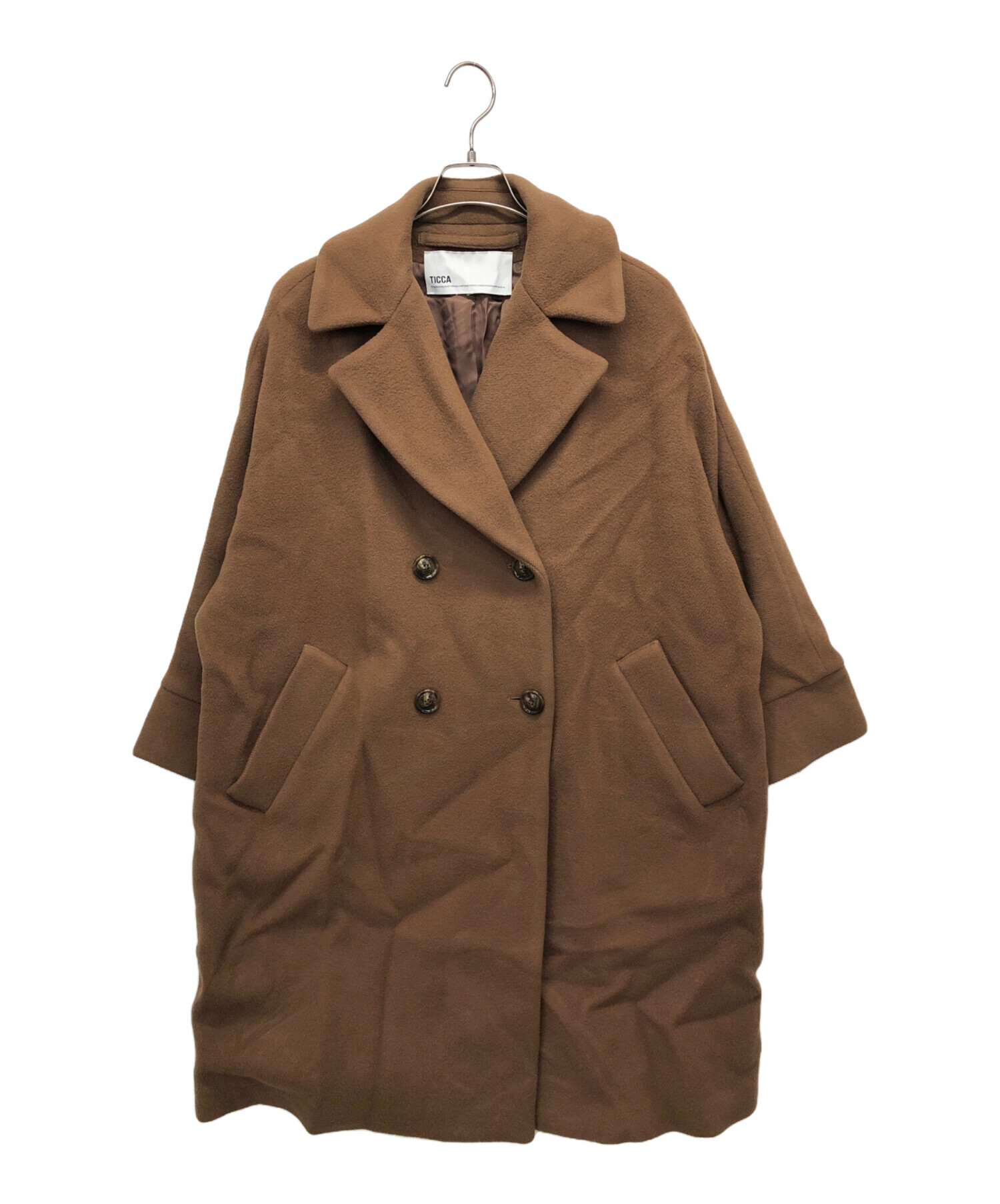 【SALE】TICCA ティッカ テントコート ウールコート ブラウン 美品 中古・古着通販】TICCA (ティッカ) ウールテントコート ブラウン