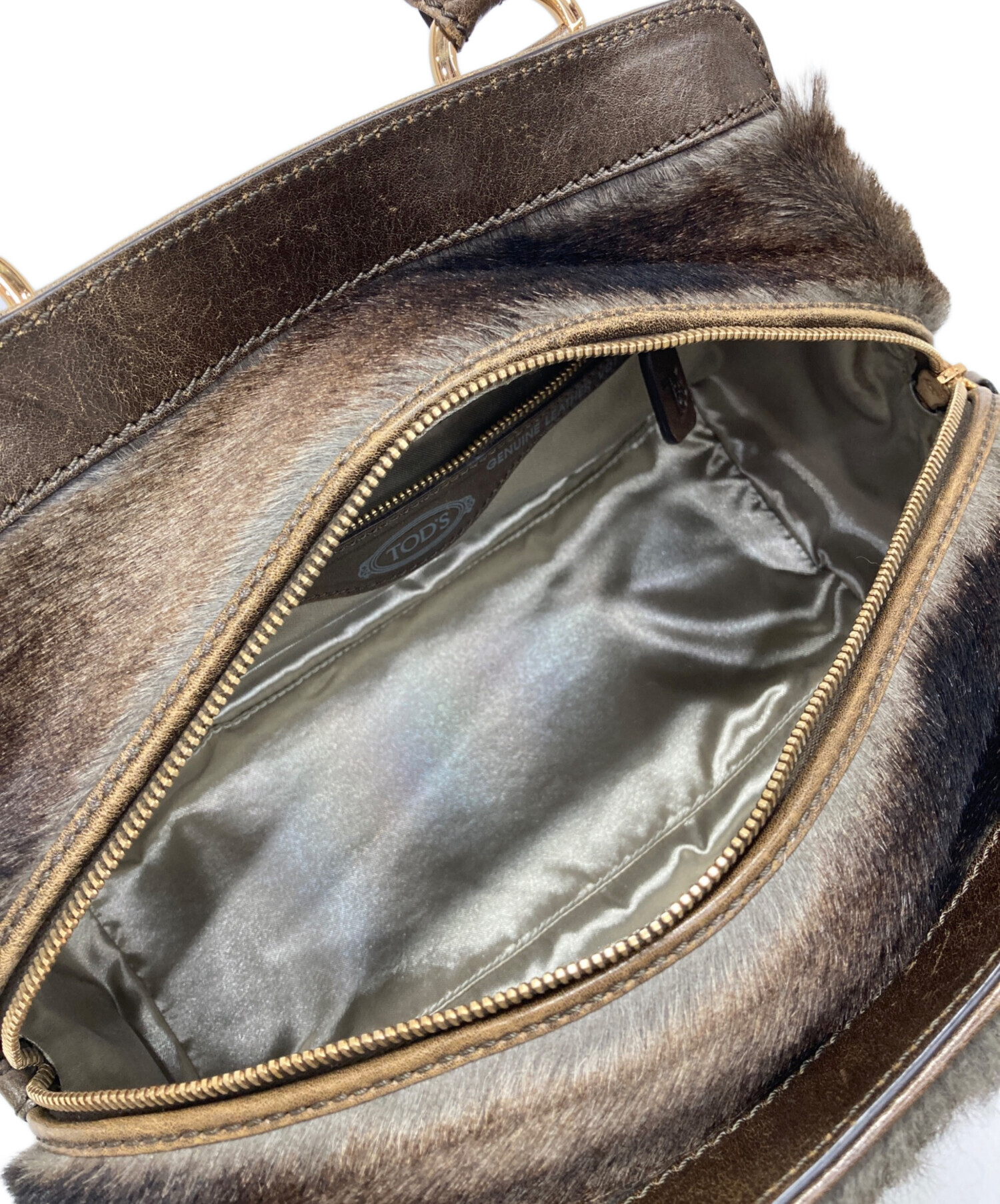 中古・古着通販】TOD'S (トッズ) ファーハンドバッグ ブラウン