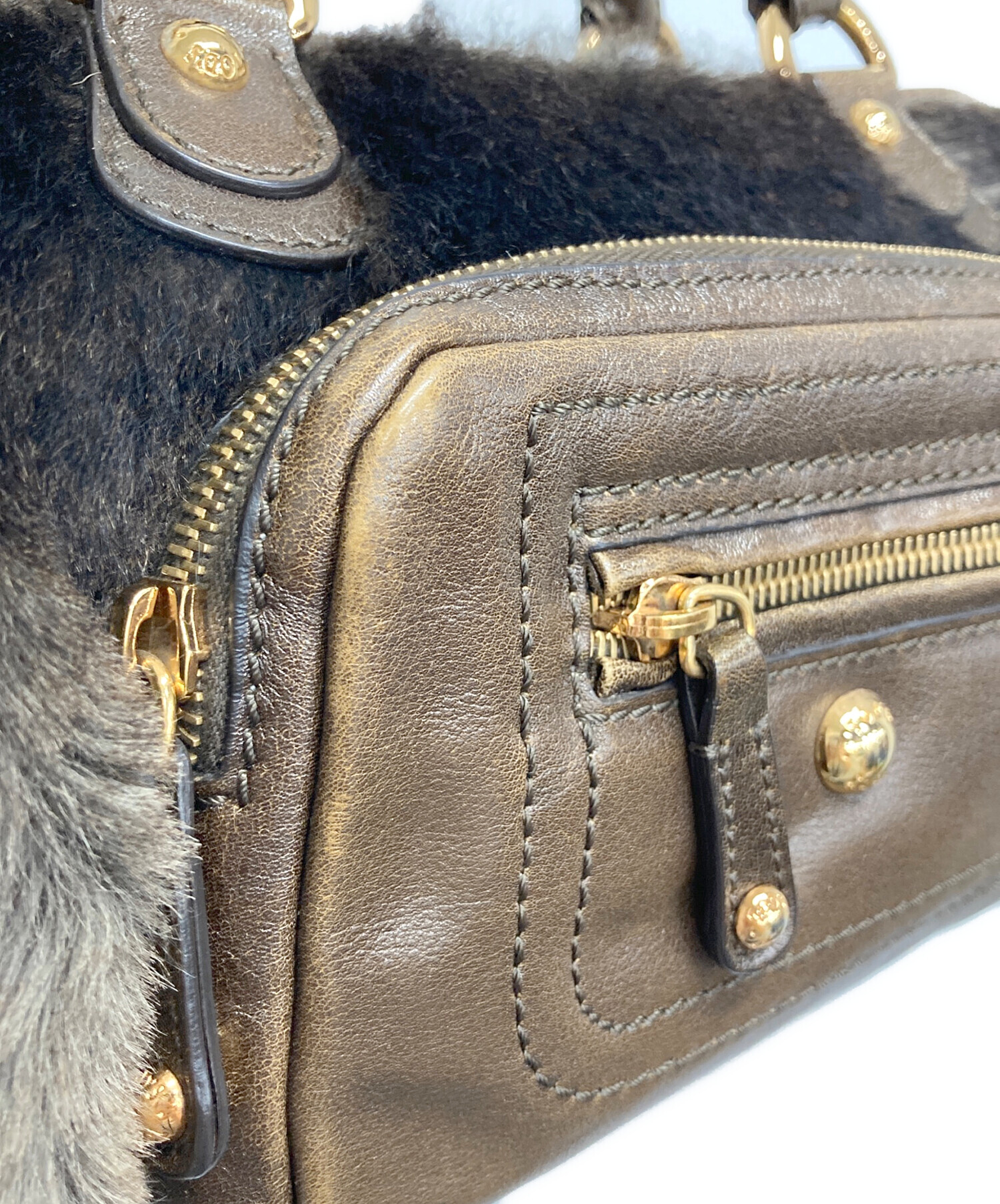 中古・古着通販】TOD'S (トッズ) ファーハンドバッグ ブラウン