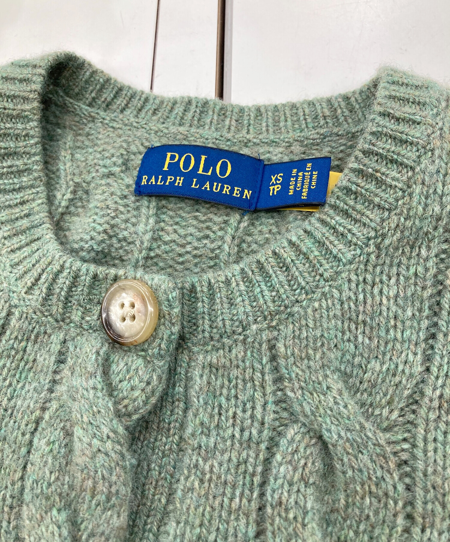 未使用に近い　ポロラルフローレン　ニットカーディガンカシミア混　エルボーパッチ付 未使用に近い ポロラルフローレン ニットカーディガンカシミア混