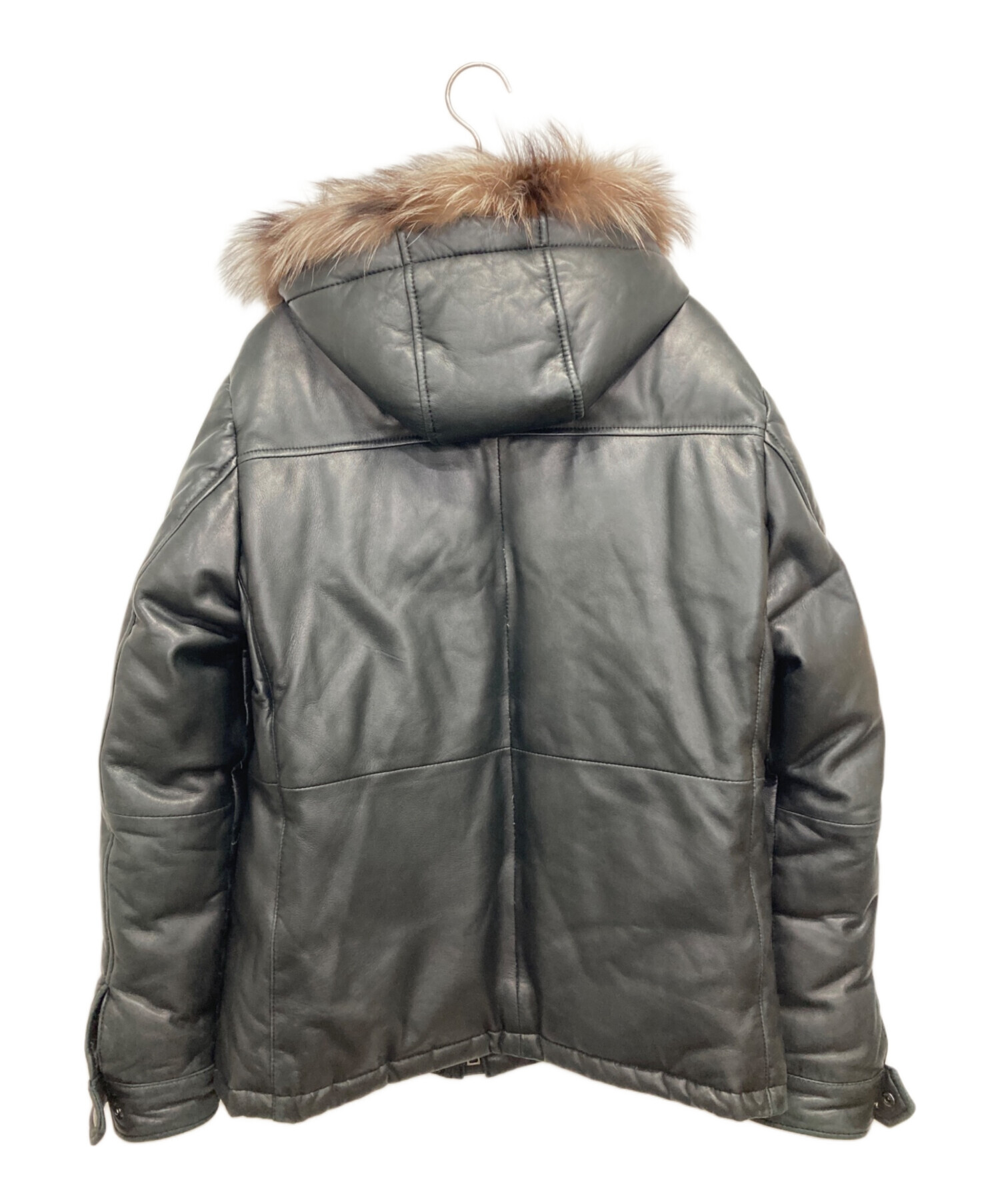 バーバリーブラックレーベル ラムレザーダウンジャケット　シルバーフォックスファー 中古・古着通販】BURBERRY BLACK LABEL (バーバリーブラックレーベル