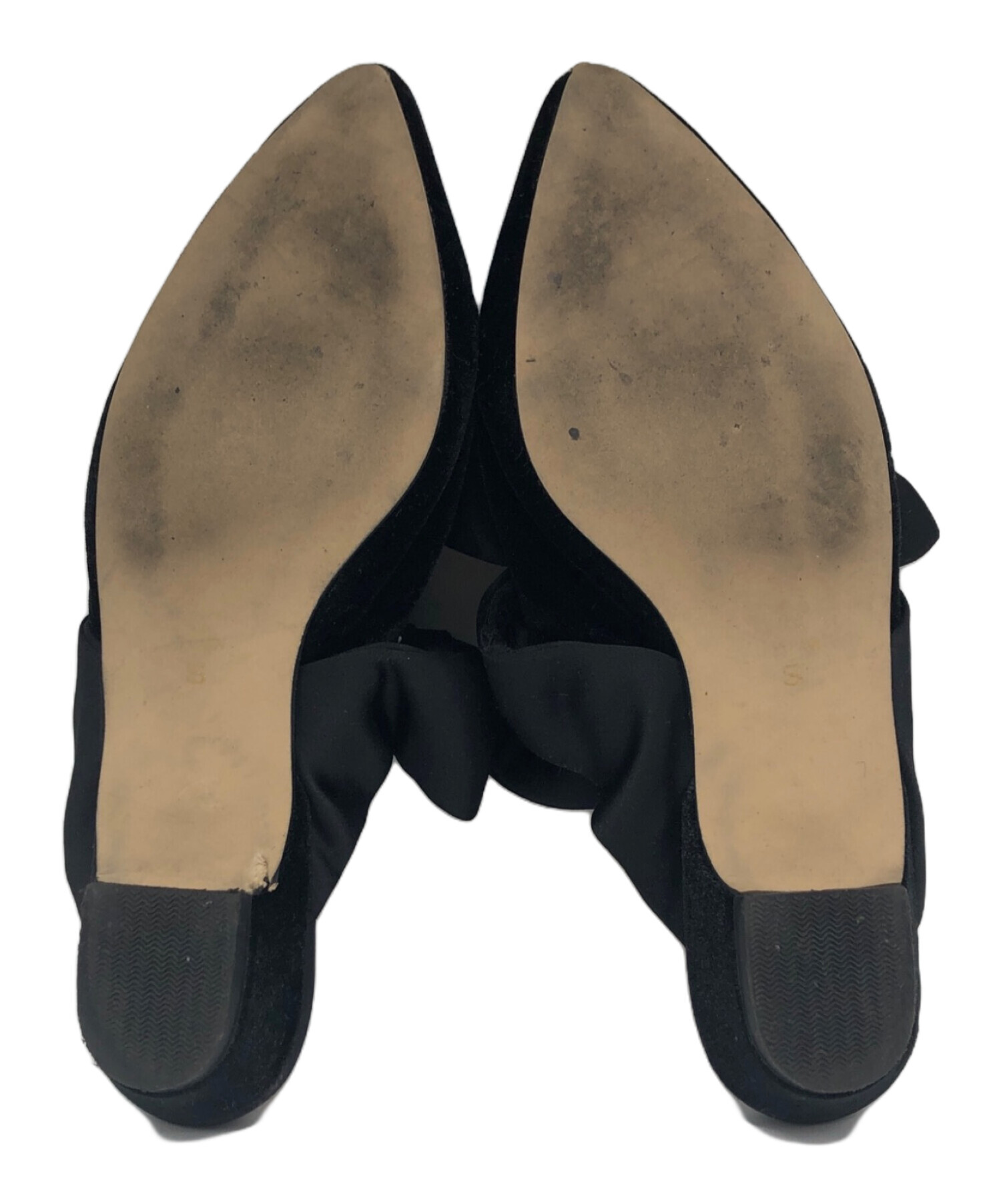 OHGA ブラック リボン ミュール OHGA リボン付きブラックミュール OHGA レザーリボンミュール ブラック M