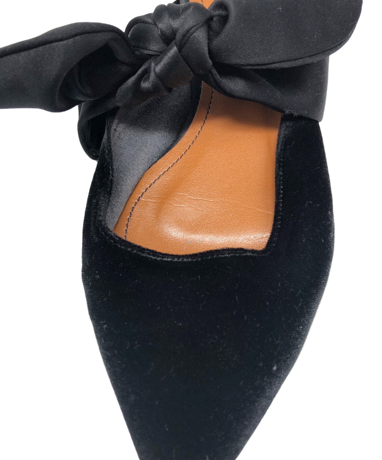 中古・古着通販】OHGA (オオガ) ベロアリボンミュール ブラック サイズ