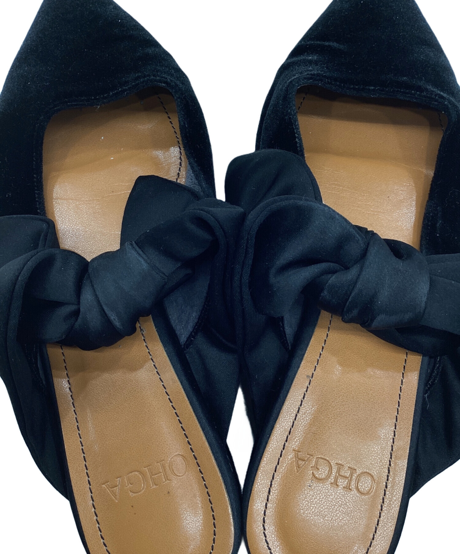 中古・古着通販】OHGA (オオガ) ベロアリボンミュール ブラック サイズ