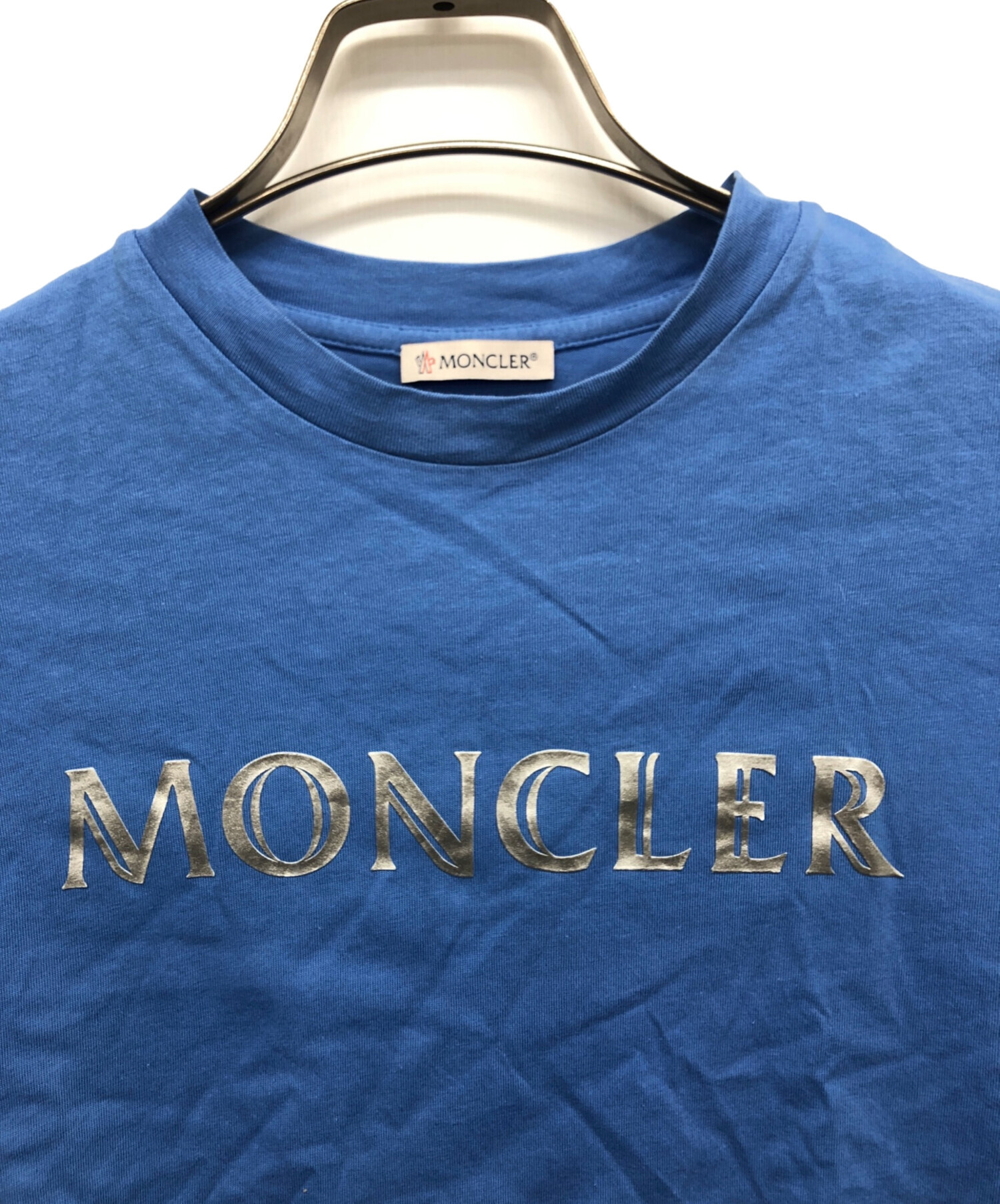 中古・古着通販】MONCLER (モンクレール) ロゴプリントTシャツ ブルー 