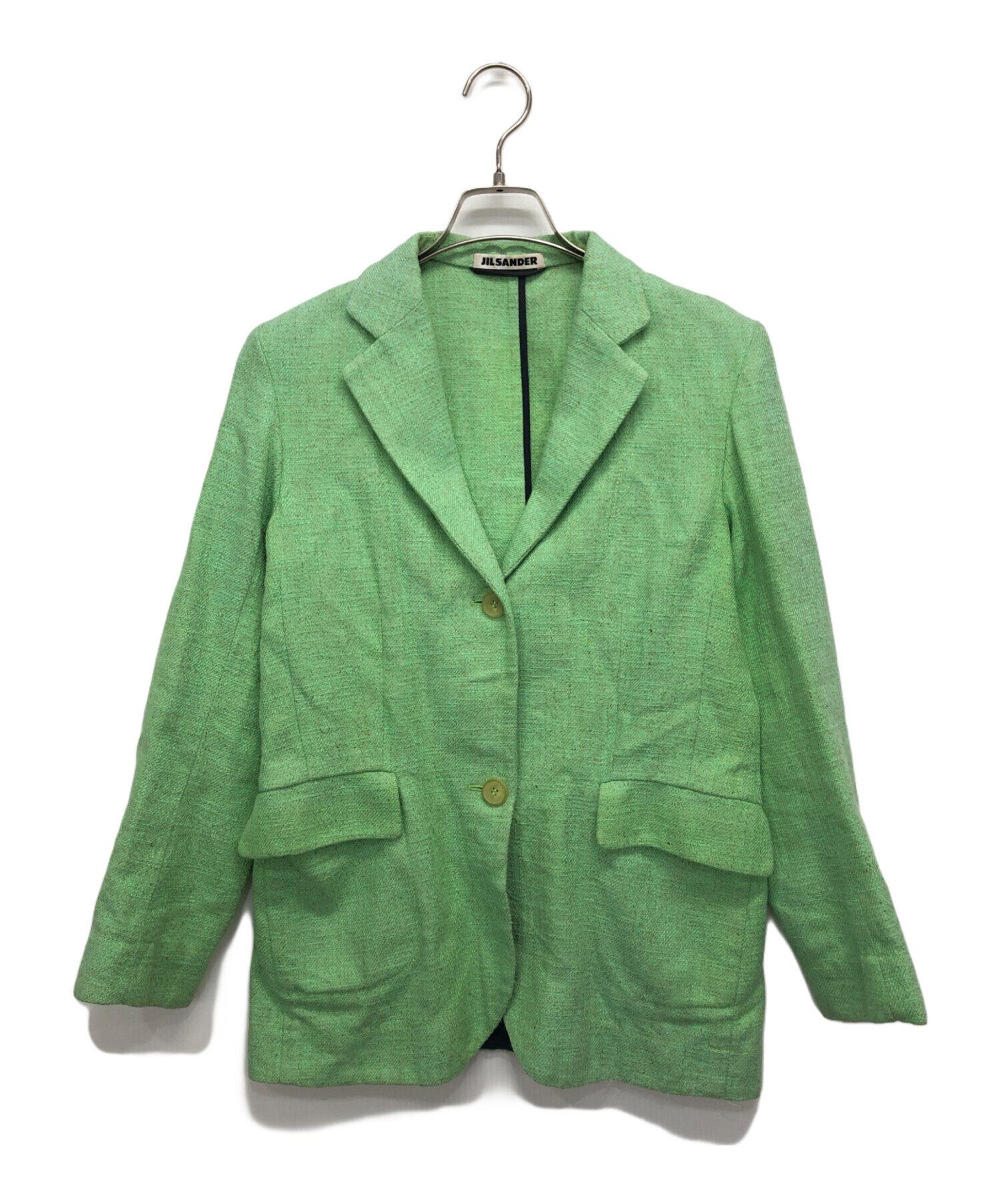 JIL SANDER【S】イタリア製 カシミヤ テーラード ジャケット グリーン 中古・古着通販】JIL SANDER (ジルサンダー) リネン混テーラード