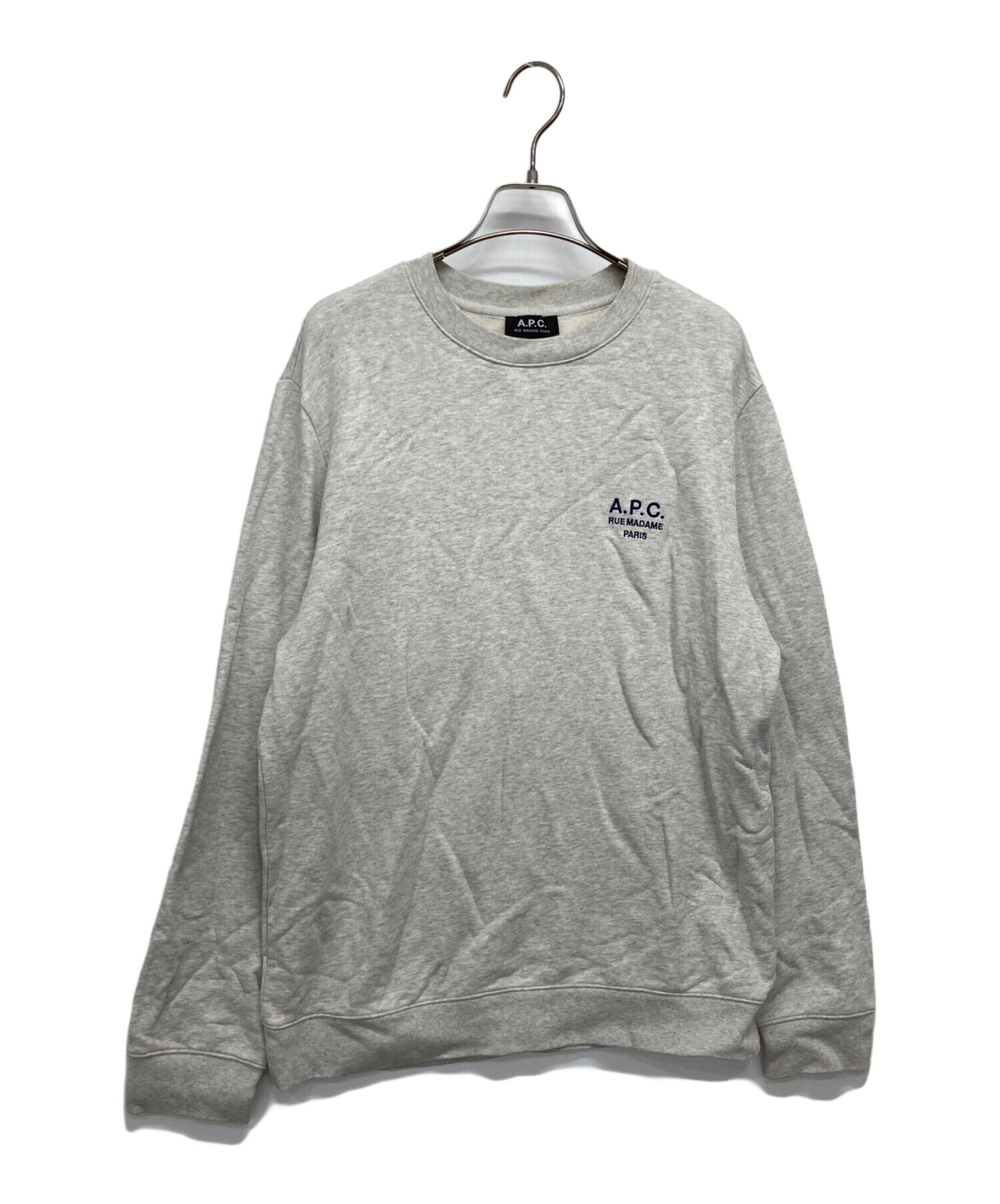 A.P.Cクルーネックスウェット Lサイズ A.P.C. グレー ロゴ入り クルー