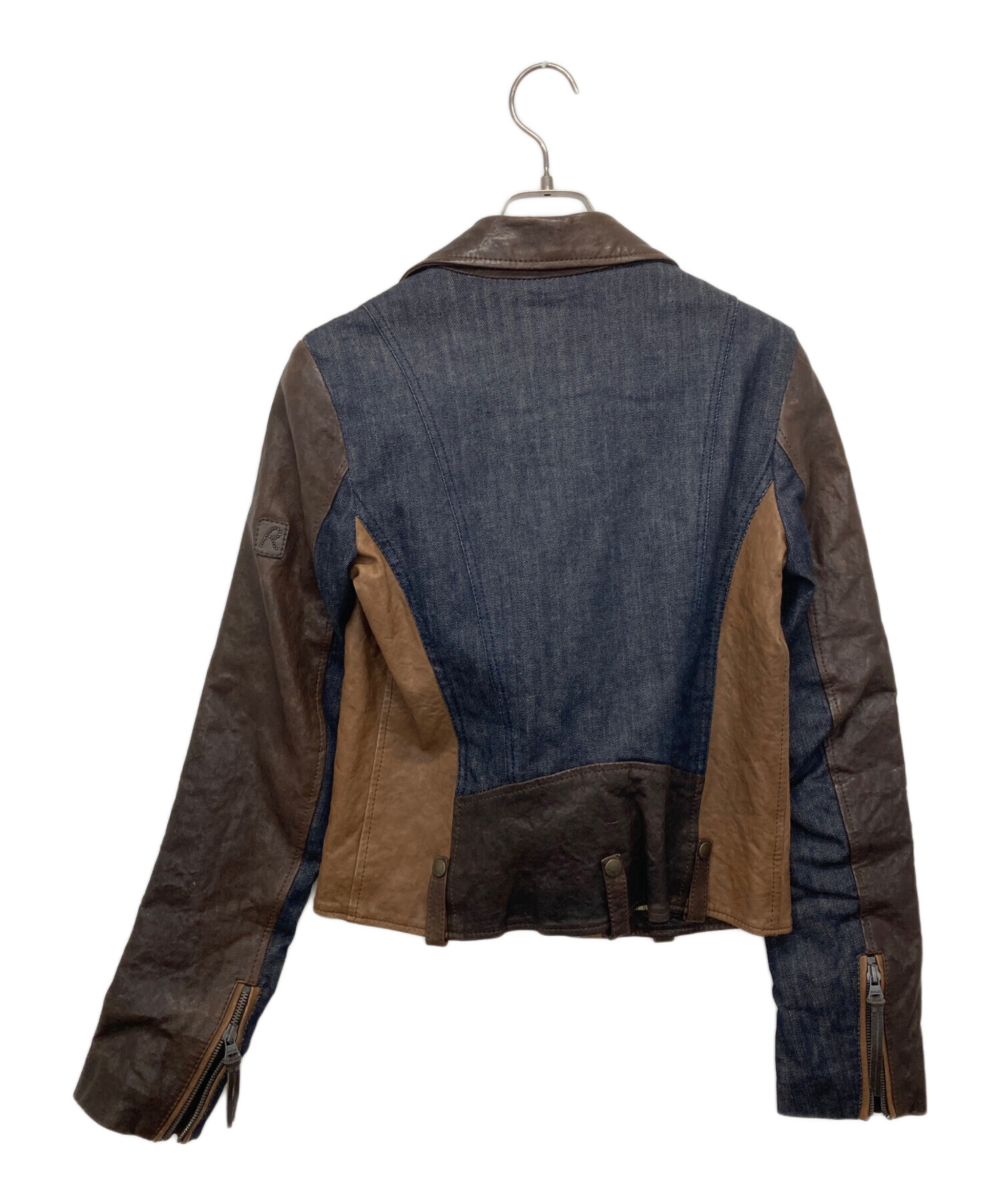 【希少】replay レザー×デニム　ライダースジャケット 中古・古着通販】REPLAY (リプレイ) 切替デニムライダース
