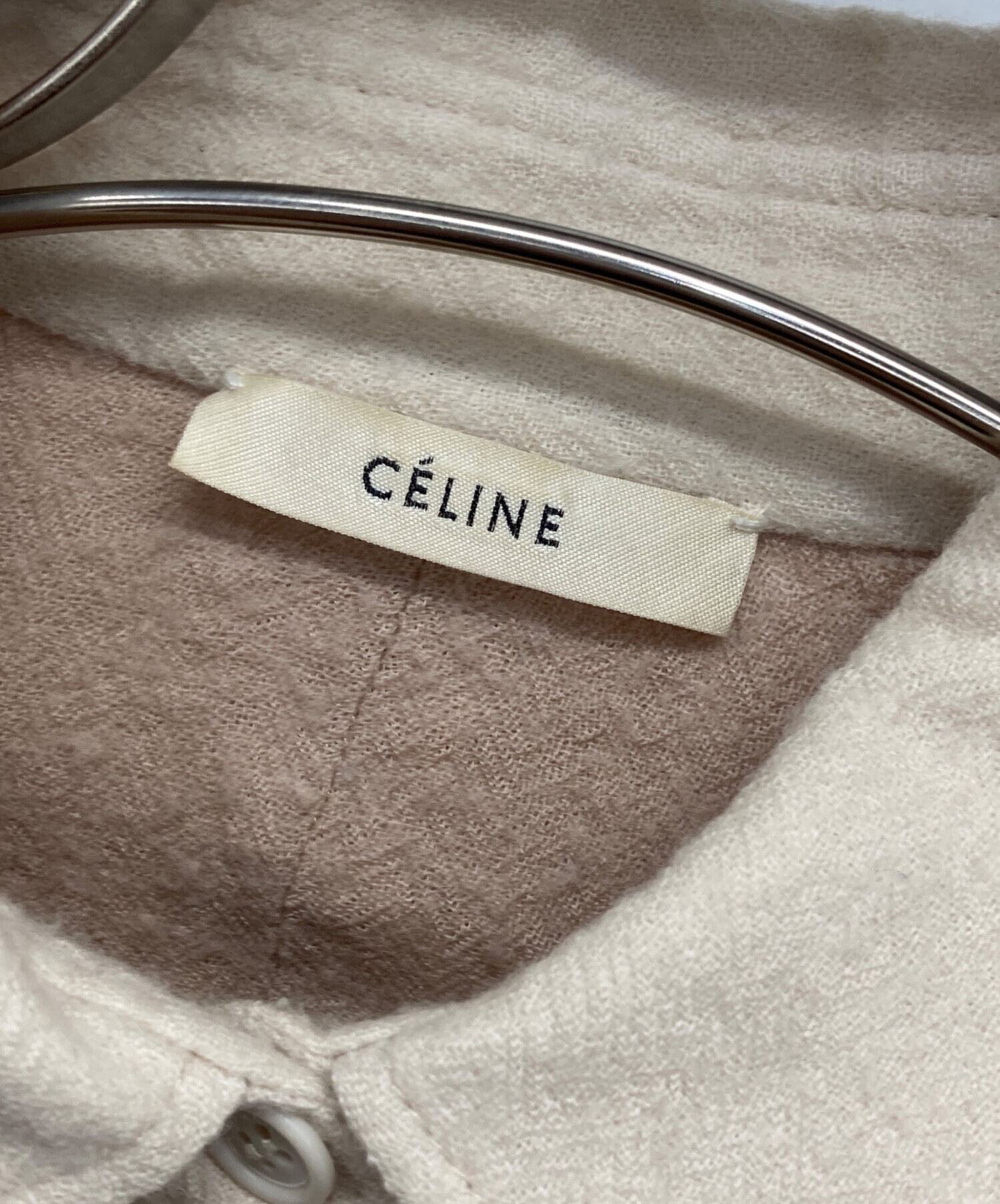 CELINE セリーヌ カジュアルシャツ 38(S位) ベージュ 【古着】【中古】 CELINE - CELINE セリーヌ カジュアルシャツ S ベージュ 【古着