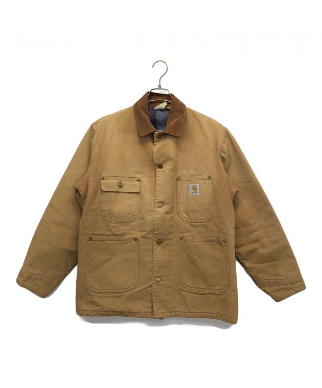 Carhartt ミシガンチョア Mダックジャケット カバーオール 裏地あり 古着 90s USA製 Carhartt 裏地 ストライプ ブランケット レッド ダック