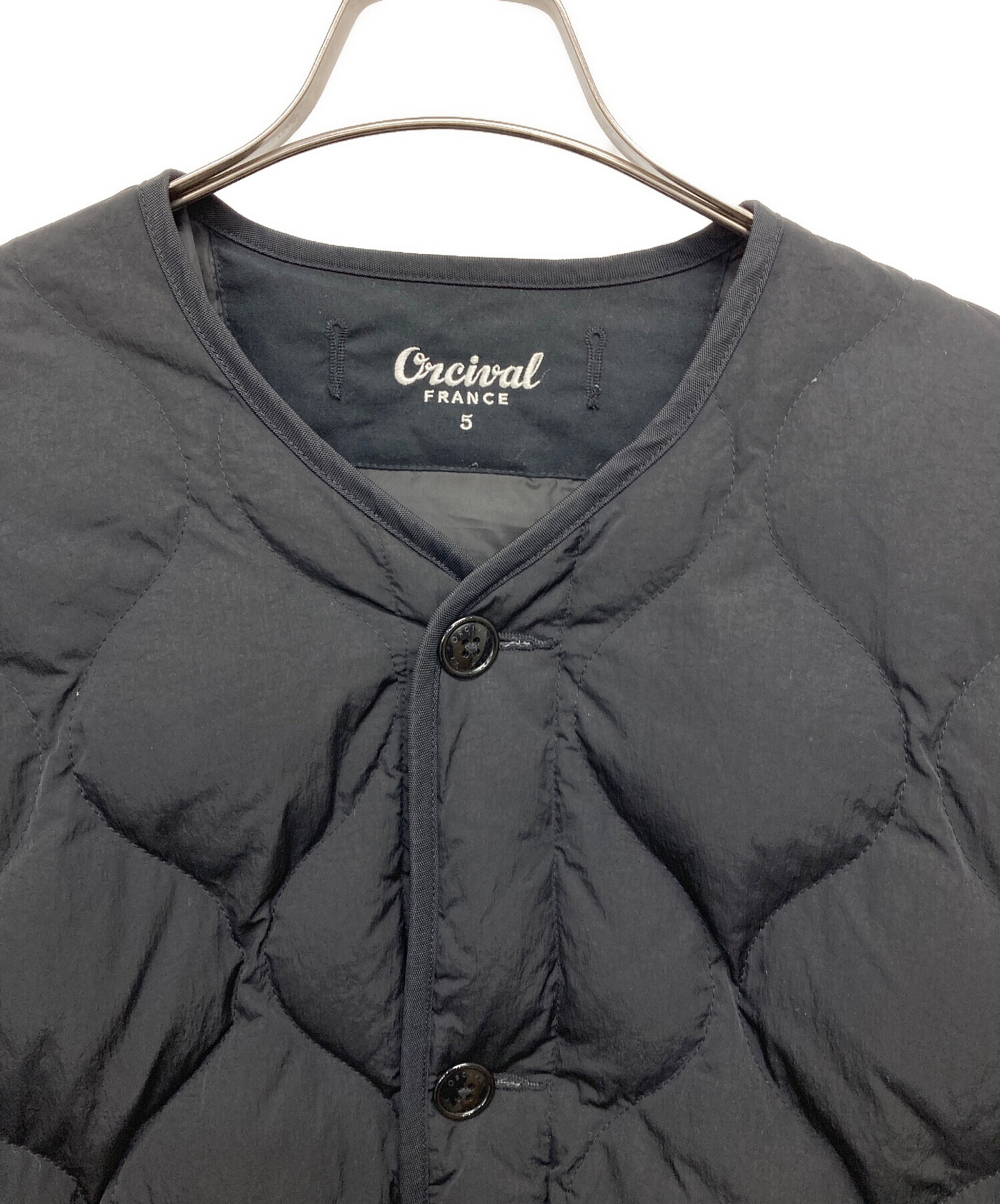 美品 オーシバル リモンタナイロン ダウン ノーカラー キルティングジャケット ORCIVAL オーシバル リモンタナイロン ノーカラー キルティング